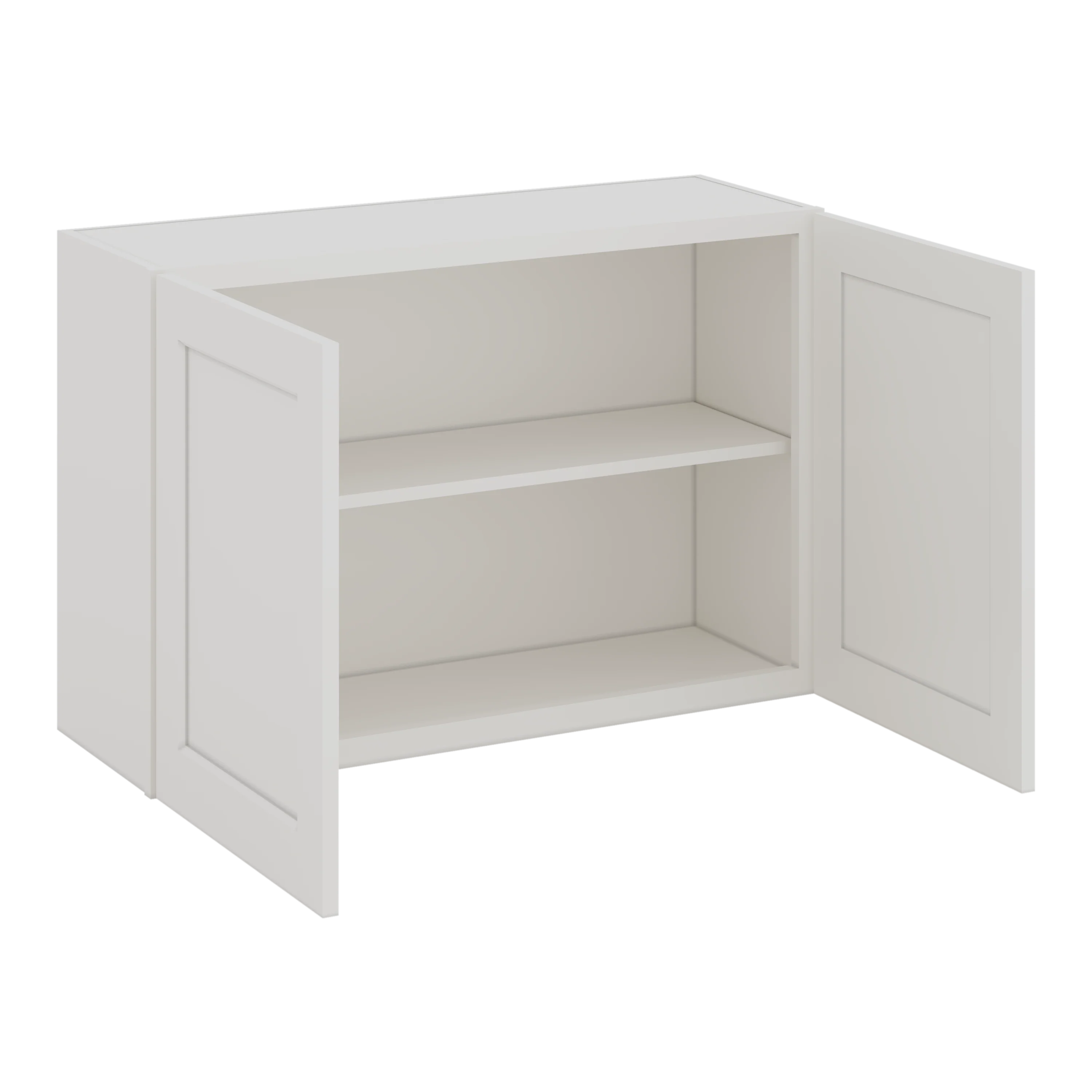 36" Wide by 12" Deep Bridge 2WS White Shaker 1-1/4"Overlay Wall Cabinet - Double Door 12", 15", 18", 21", 24" Tall - Image 10