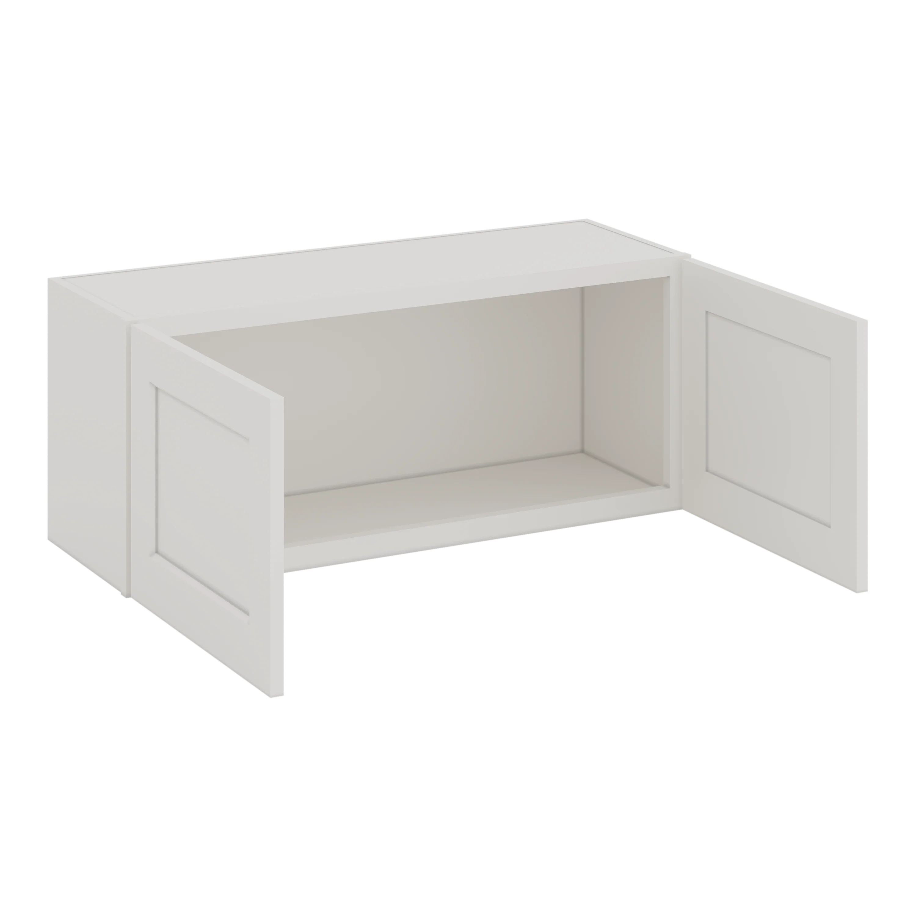 36" Wide by 12" Deep Bridge 2WS White Shaker 1-1/4"Overlay Wall Cabinet - Double Door 12", 15", 18", 21", 24" Tall - Image 4