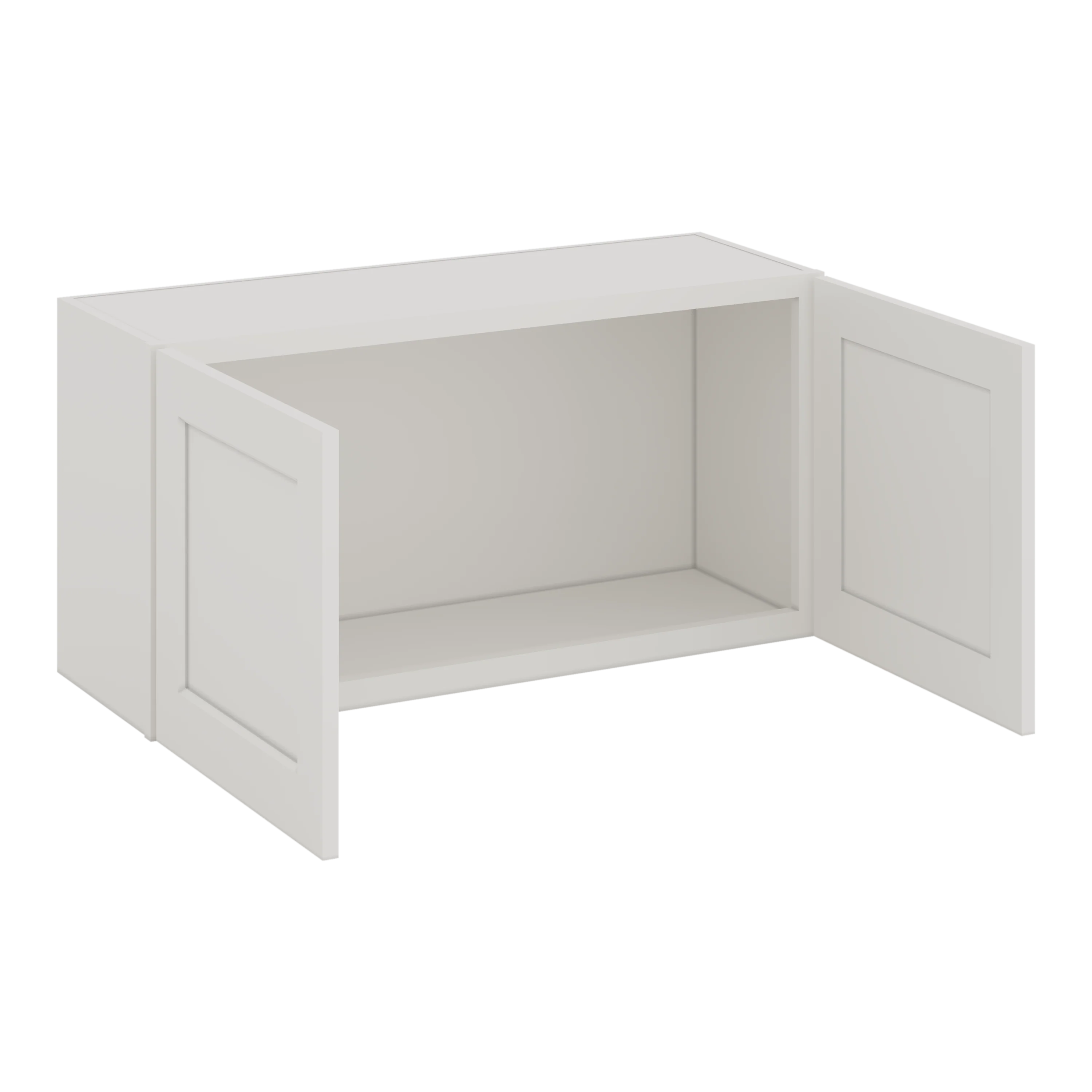 36" Wide by 12" Deep Bridge 2WS White Shaker 1-1/4"Overlay Wall Cabinet - Double Door 12", 15", 18", 21", 24" Tall - Image 6