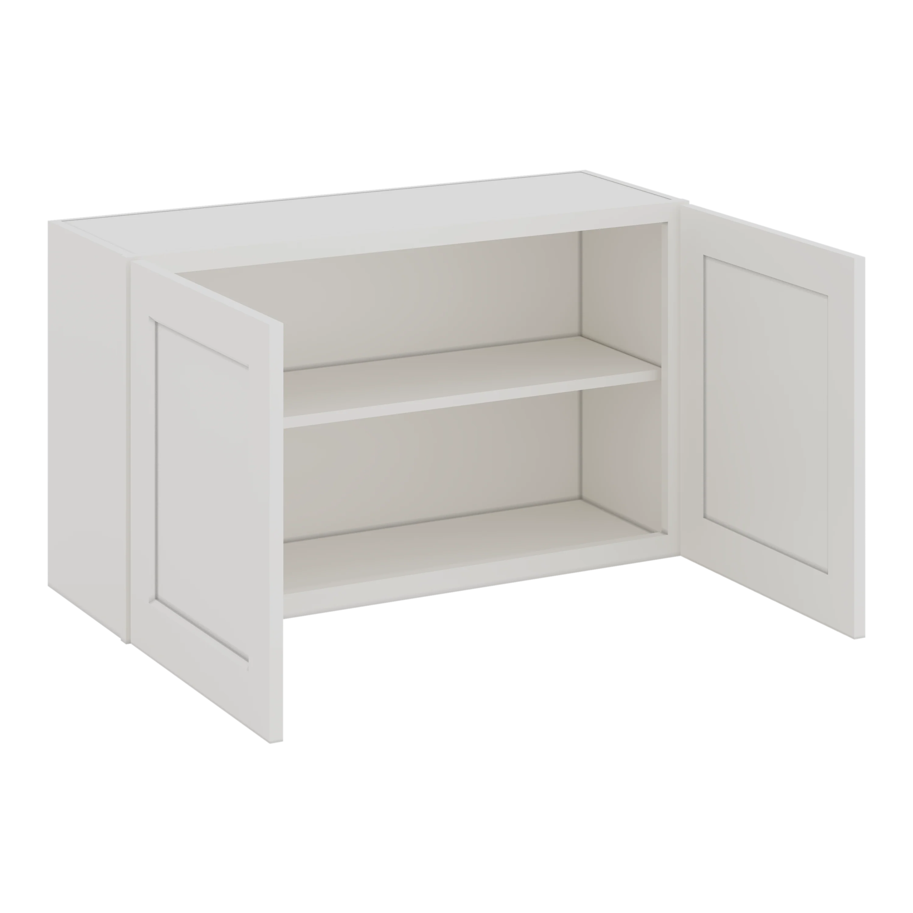 36" Wide by 12" Deep Bridge 2WS White Shaker 1-1/4"Overlay Wall Cabinet - Double Door 12", 15", 18", 21", 24" Tall - Image 8