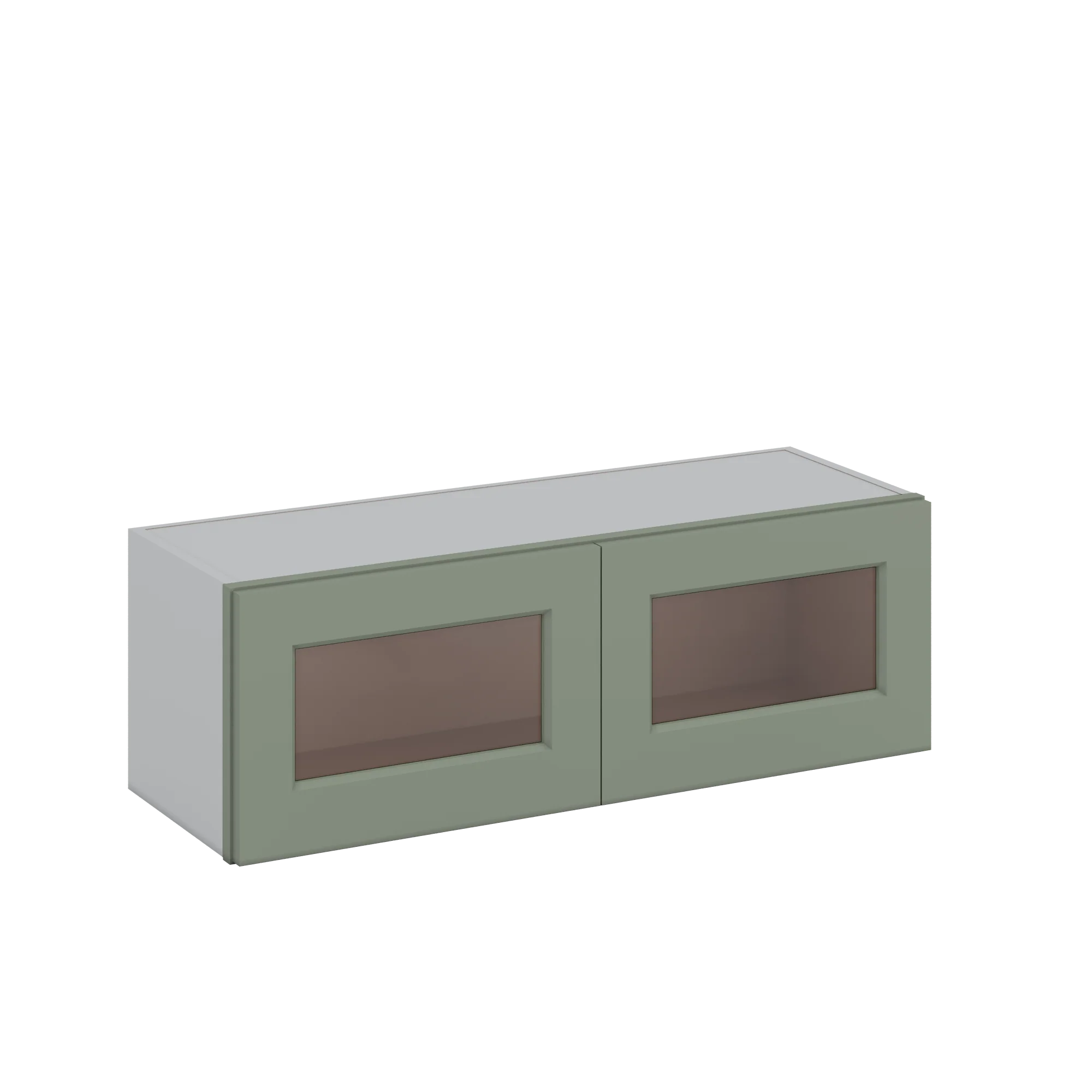 36" Wide by 12" Deep Bridge Green Shaker 1-1/4" Overlay Glass Ready Wall Cabinet - Double Door 12", 15", 18", 21", 24" Tall
