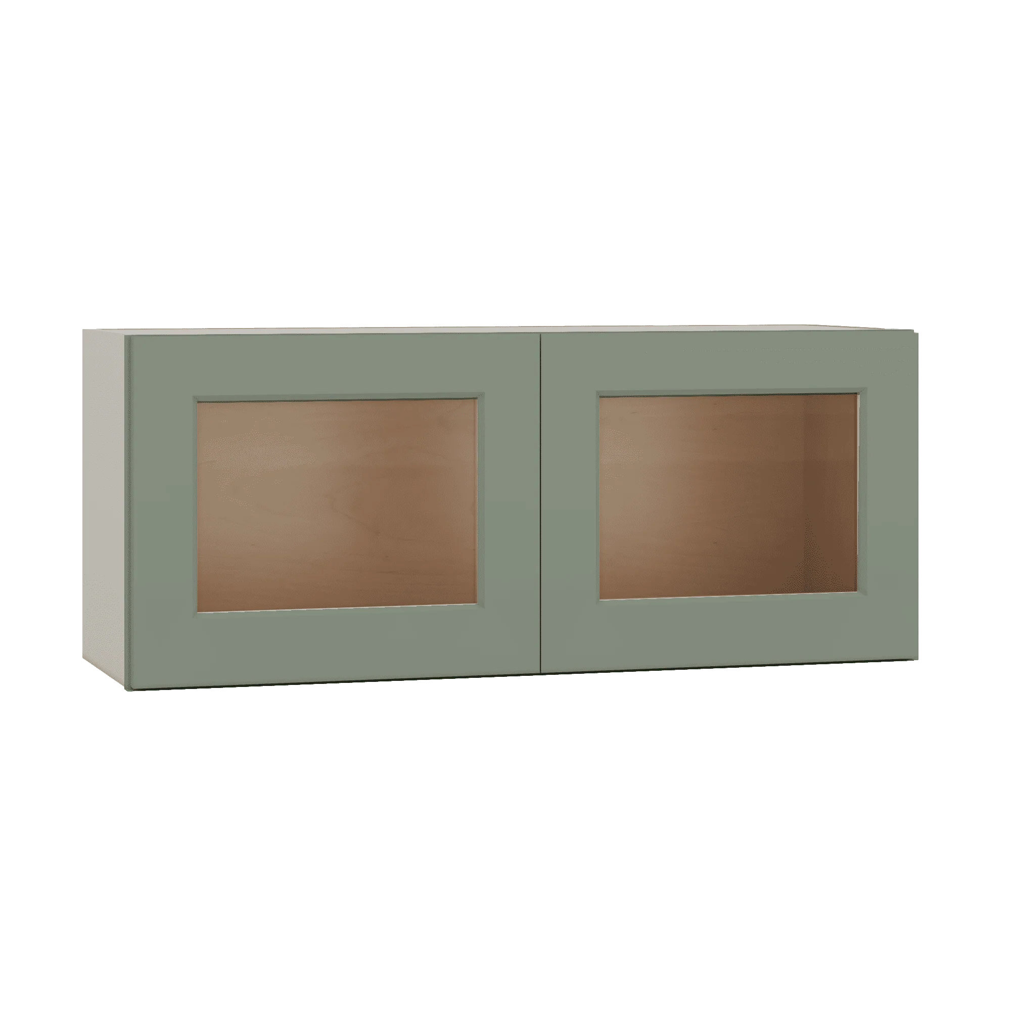 36" Wide by 12" Deep Bridge Green Shaker 1-1/4" Overlay Glass Ready Wall Cabinet - Double Door 12", 15", 18", 21", 24" Tall - Image 2