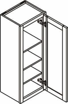 39" Tall Wall Cabinet - Single Door 9", 12", 15", 18" & 21" Tall Snow White Inset Shaker - Image 5