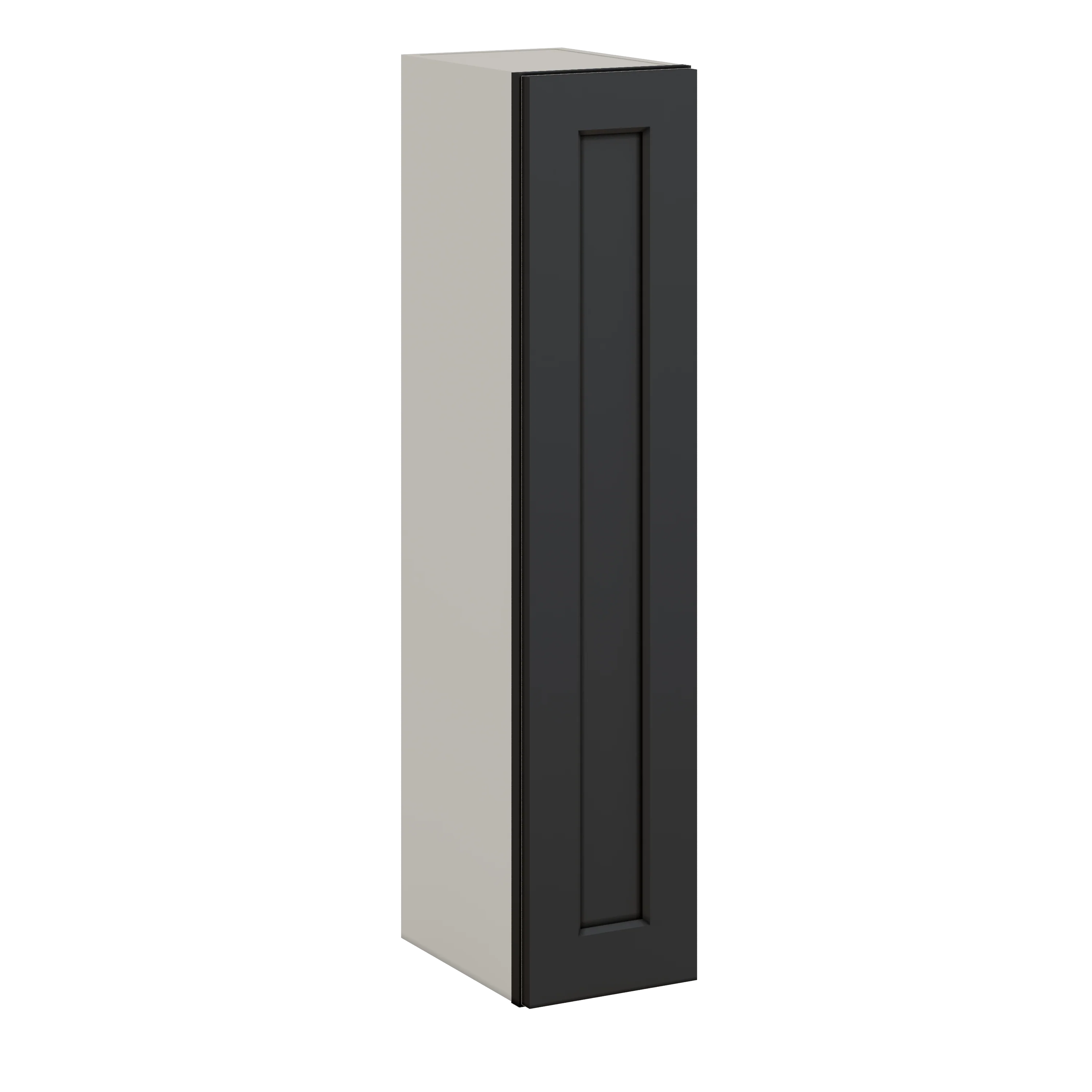 42" Tall 15HNS Hermosa Noir Black Shaker 1-1/4" Overlay Wall Cabinet - Single Door 9", 12", 15", 18", 21"