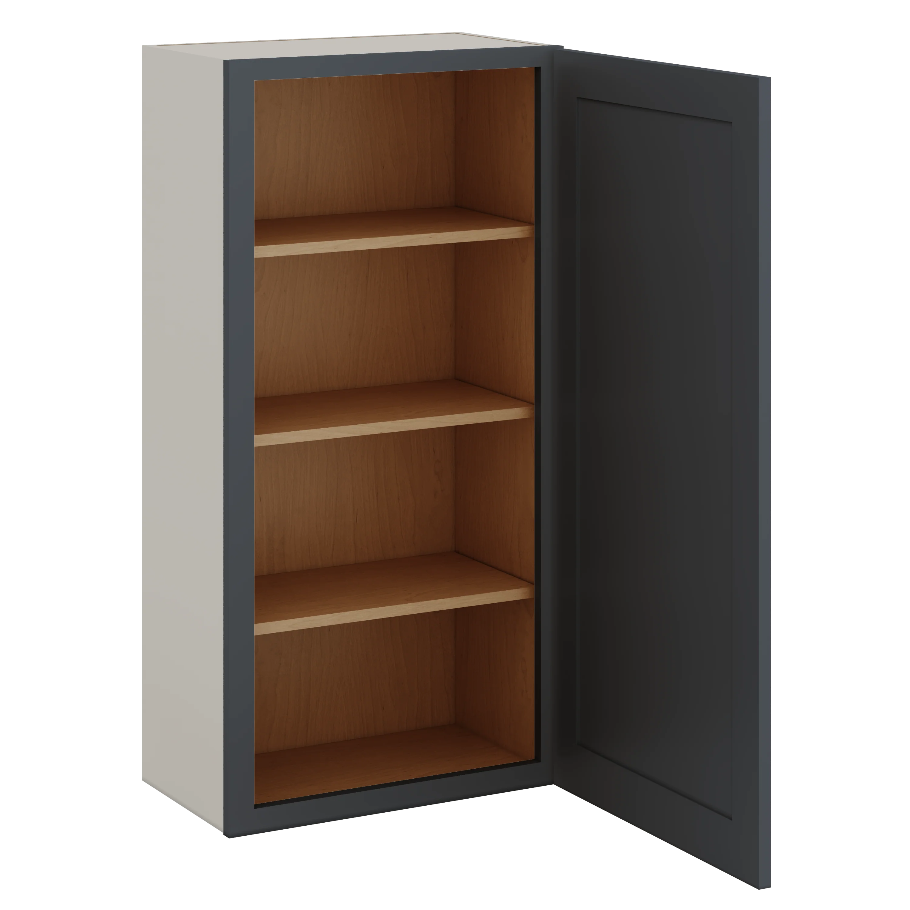 42" Tall 15HNS Hermosa Noir Black Shaker 1-1/4" Overlay Wall Cabinet - Single Door 9", 12", 15", 18", 21" - Image 10