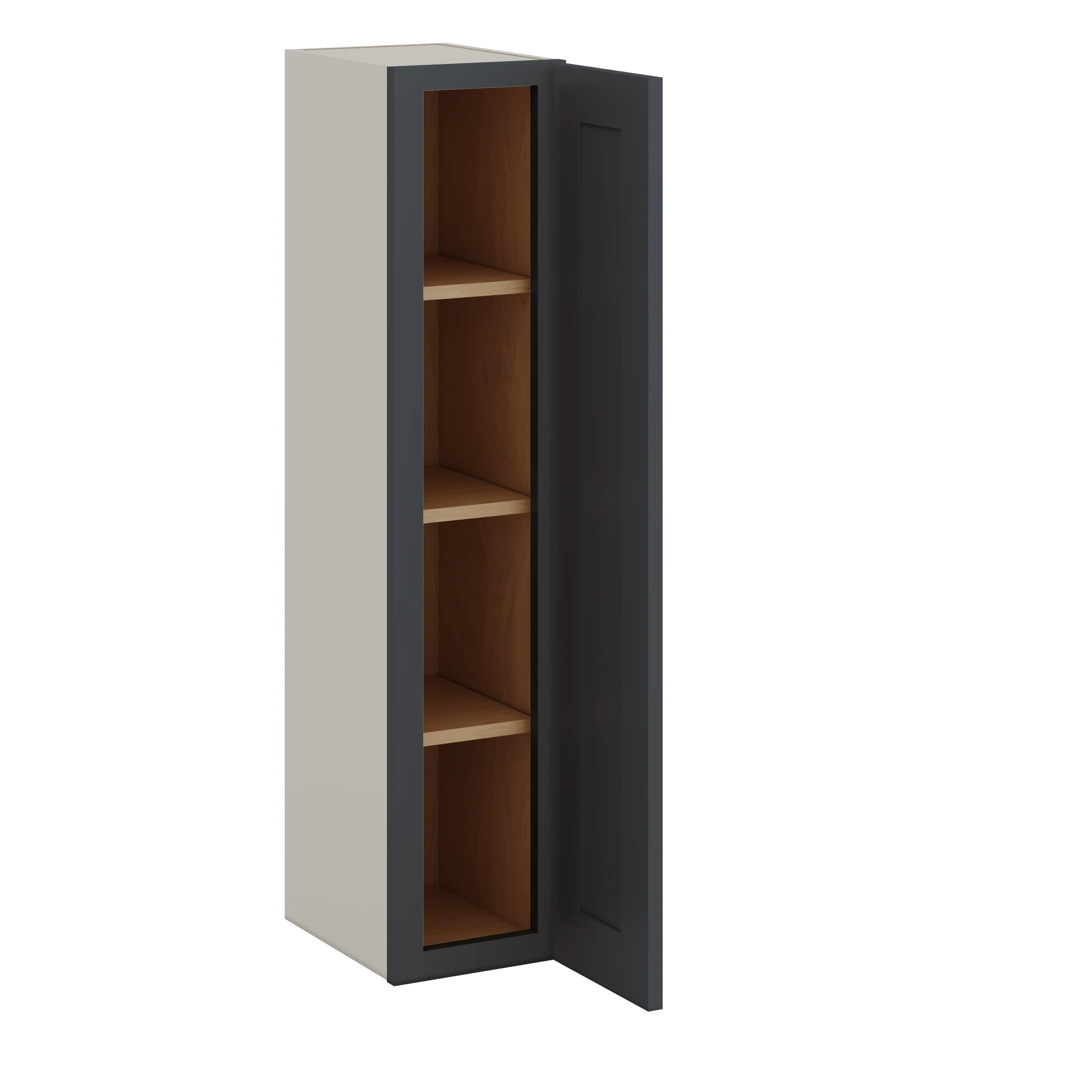 42" Tall 15HNS Hermosa Noir Black Shaker 1-1/4" Overlay Wall Cabinet - Single Door 9", 12", 15", 18", 21" - Image 2