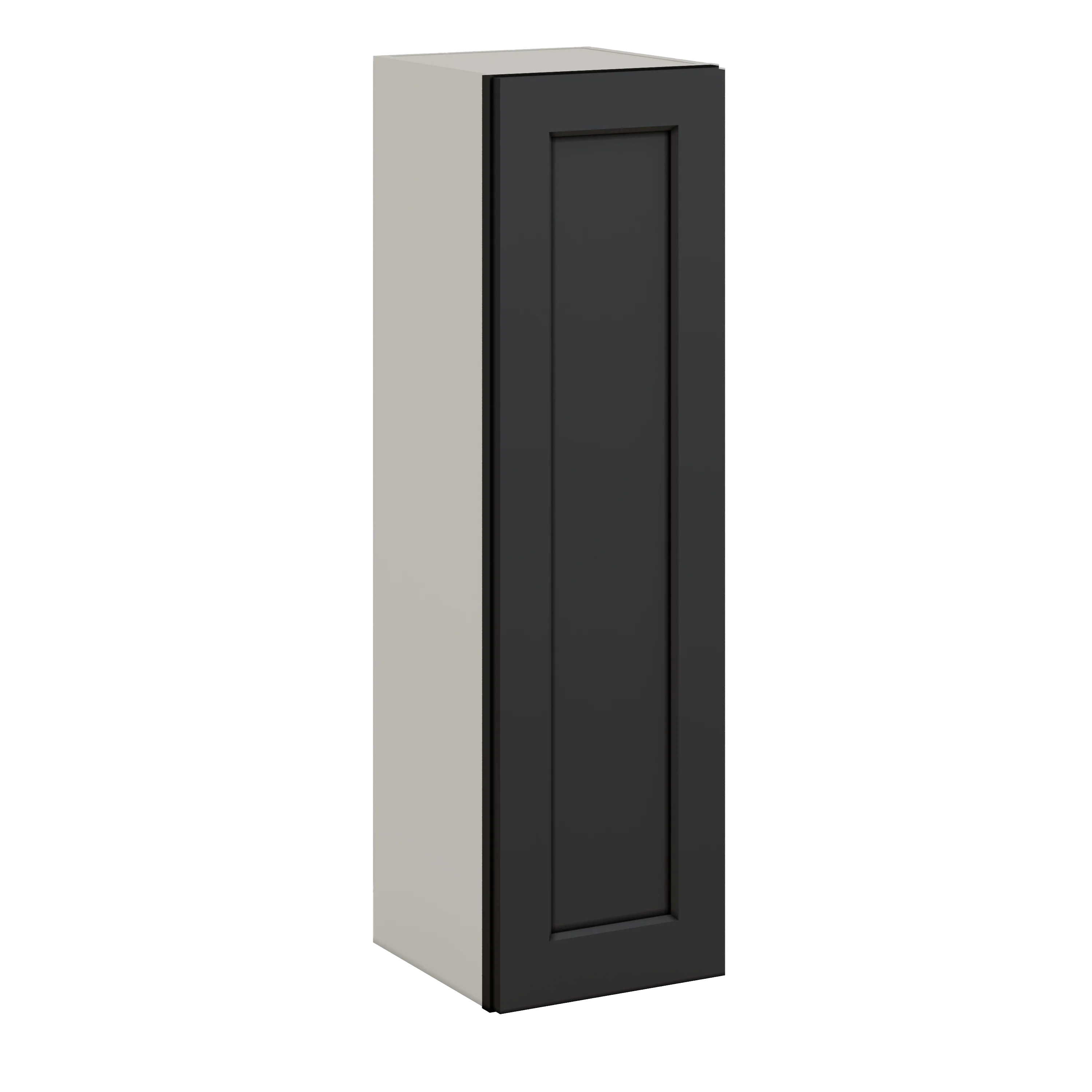 42" Tall 15HNS Hermosa Noir Black Shaker 1-1/4" Overlay Wall Cabinet - Single Door 9", 12", 15", 18", 21" - Image 3