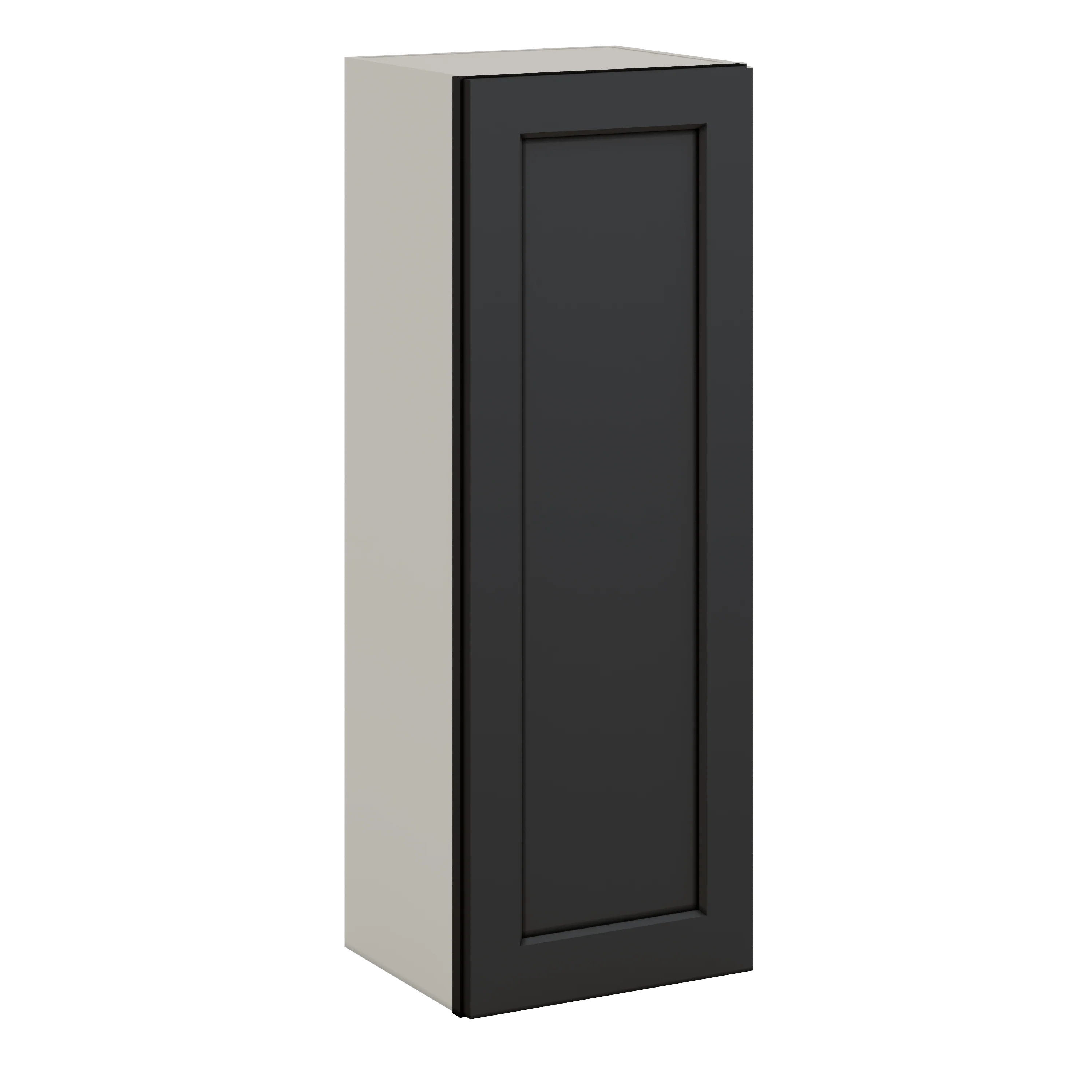 42" Tall 15HNS Hermosa Noir Black Shaker 1-1/4" Overlay Wall Cabinet - Single Door 9", 12", 15", 18", 21" - Image 5