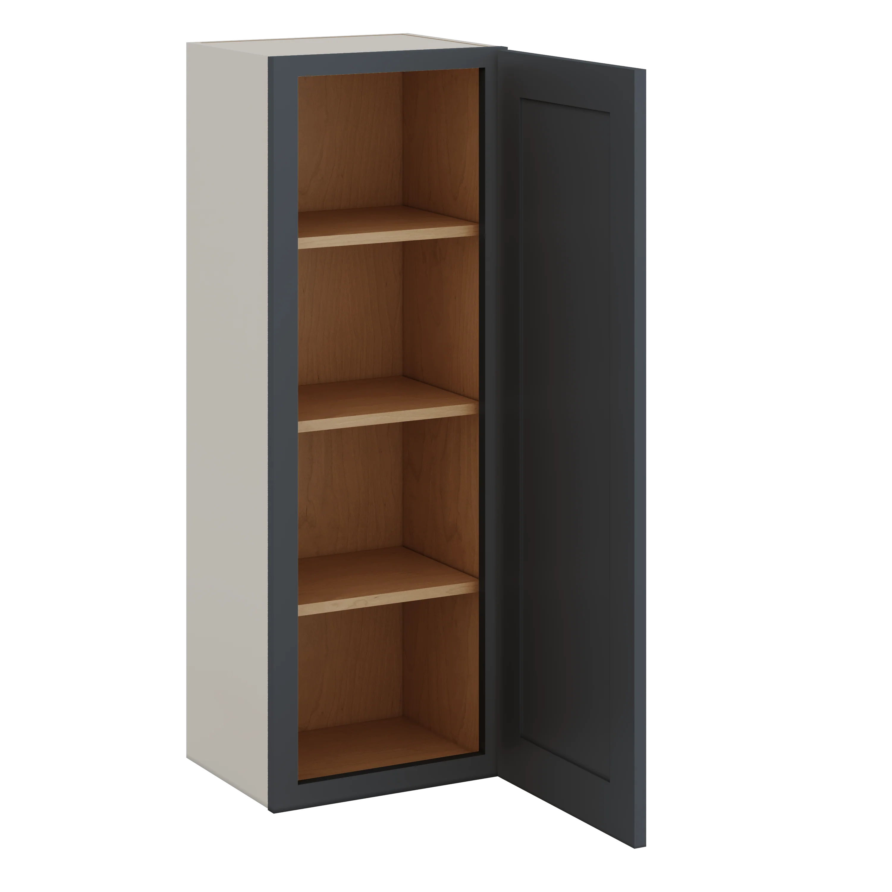42" Tall 15HNS Hermosa Noir Black Shaker 1-1/4" Overlay Wall Cabinet - Single Door 9", 12", 15", 18", 21" - Image 6