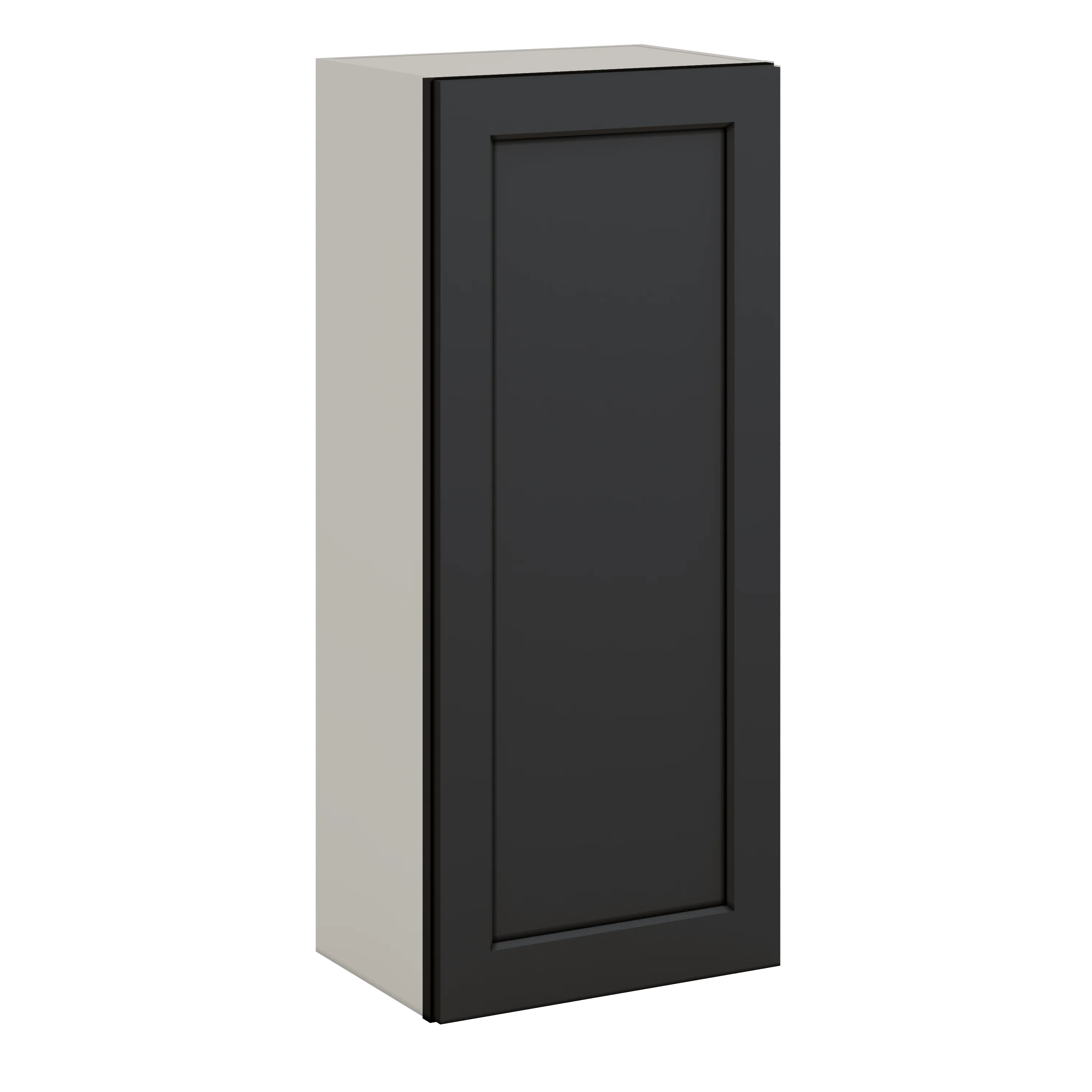 42" Tall 15HNS Hermosa Noir Black Shaker 1-1/4" Overlay Wall Cabinet - Single Door 9", 12", 15", 18", 21" - Image 7