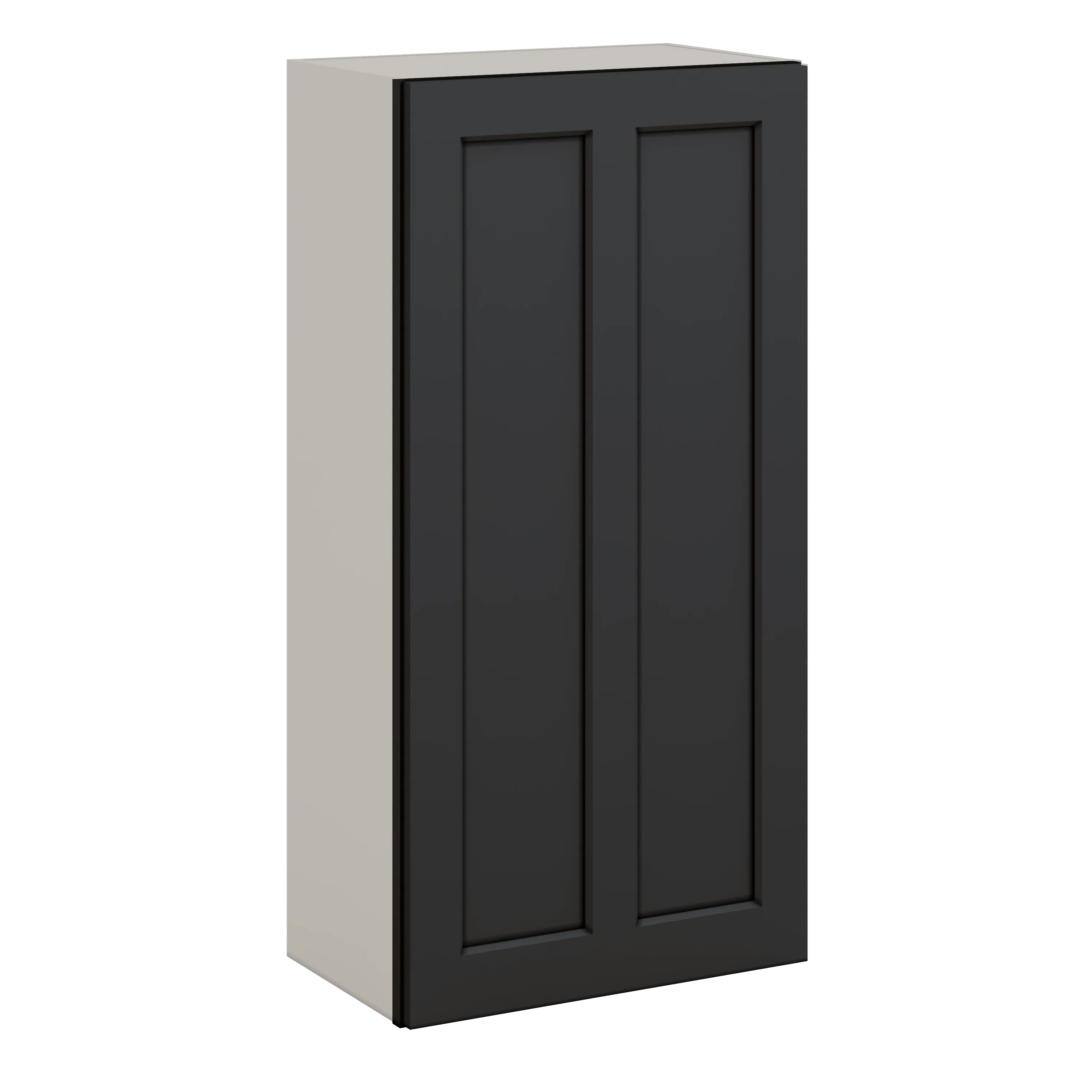42" Tall 15HNS Hermosa Noir Black Shaker 1-1/4" Overlay Wall Cabinet - Single Door 9", 12", 15", 18", 21" - Image 9