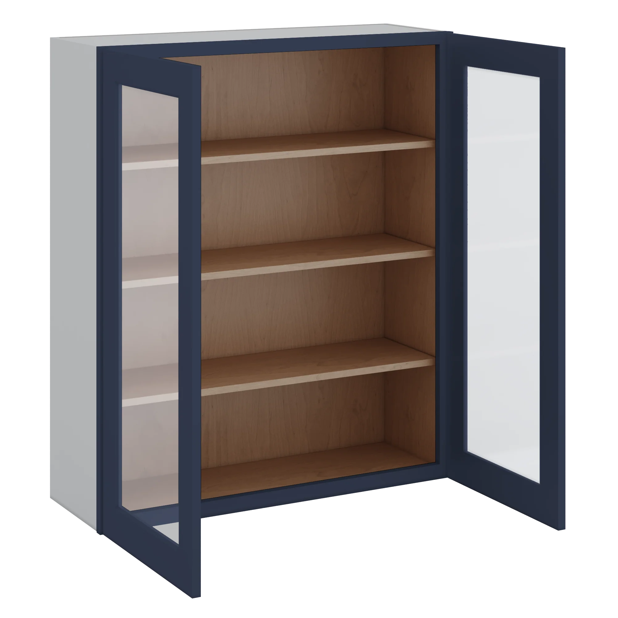 42" Tall NB29 Naval Blue Shaker 1-1/4" Overlay Glass Ready Wall Cabinet - Double Door 24", 27", 30", 33", 36" - Image 10
