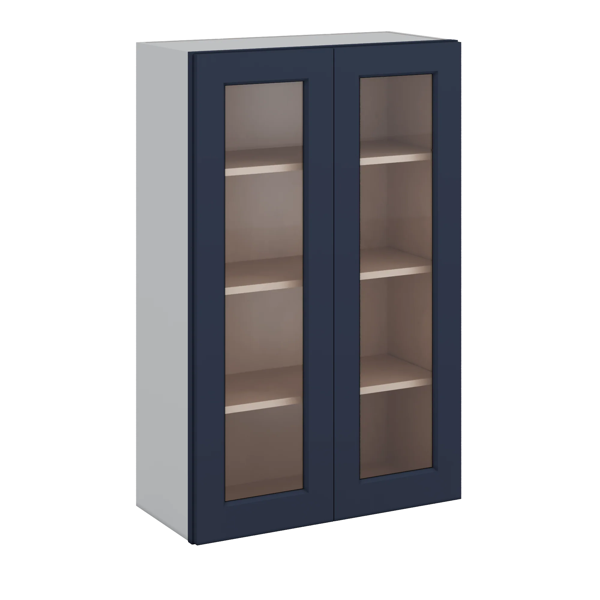 42" Tall NB29 Naval Blue Shaker 1-1/4" Overlay Glass Ready Wall Cabinet - Double Door 24", 27", 30", 33", 36" - Image 3