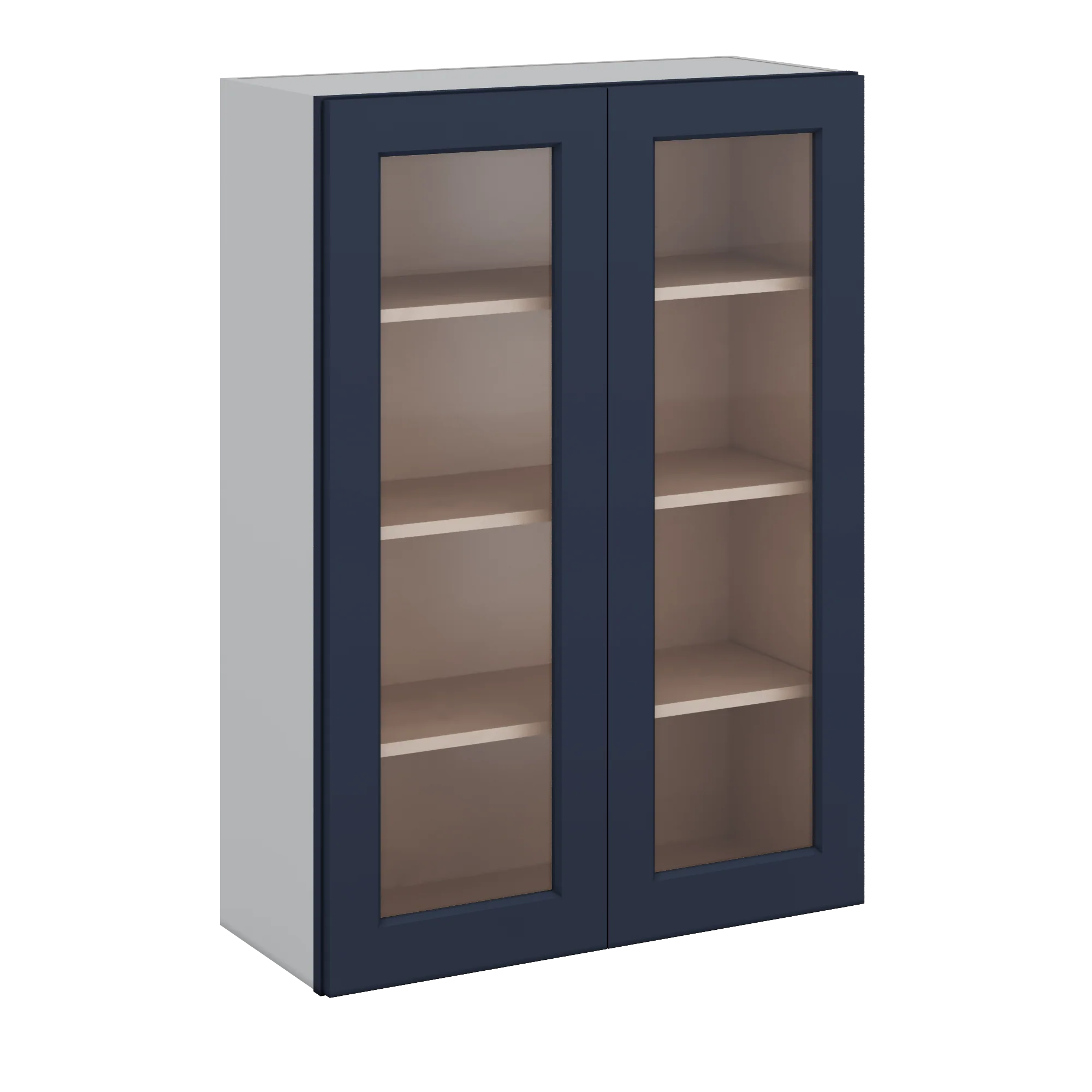 42" Tall NB29 Naval Blue Shaker 1-1/4" Overlay Glass Ready Wall Cabinet - Double Door 24", 27", 30", 33", 36" - Image 5