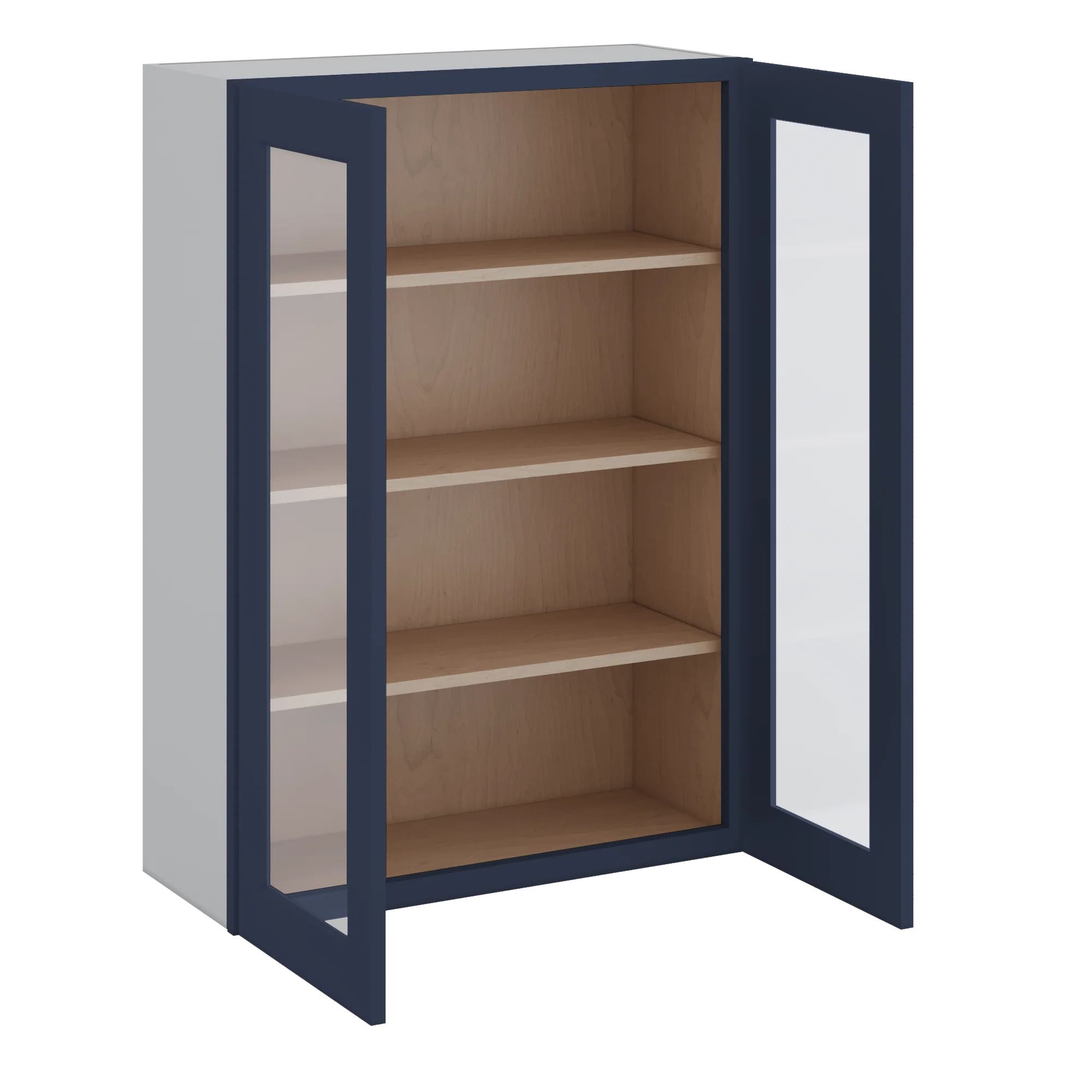 42" Tall NB29 Naval Blue Shaker 1-1/4" Overlay Glass Ready Wall Cabinet - Double Door 24", 27", 30", 33", 36" - Image 6
