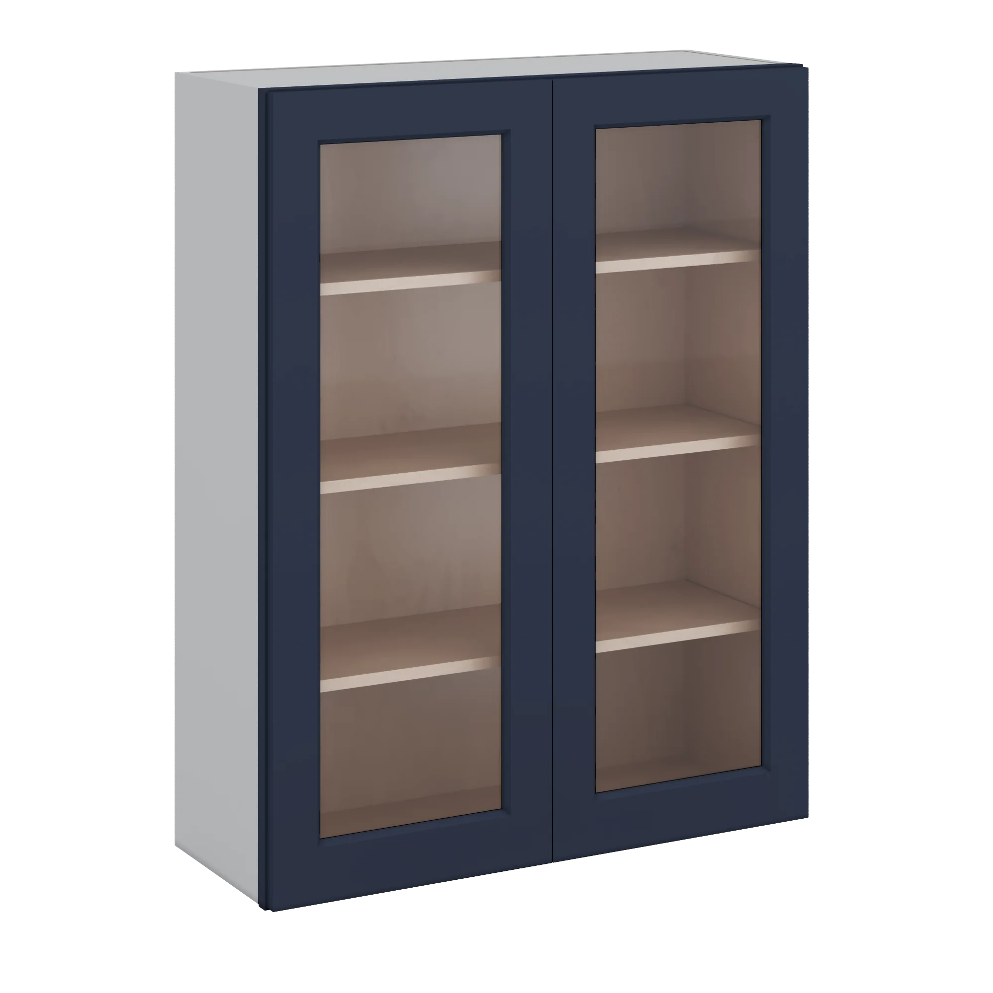 42" Tall NB29 Naval Blue Shaker 1-1/4" Overlay Glass Ready Wall Cabinet - Double Door 24", 27", 30", 33", 36" - Image 7