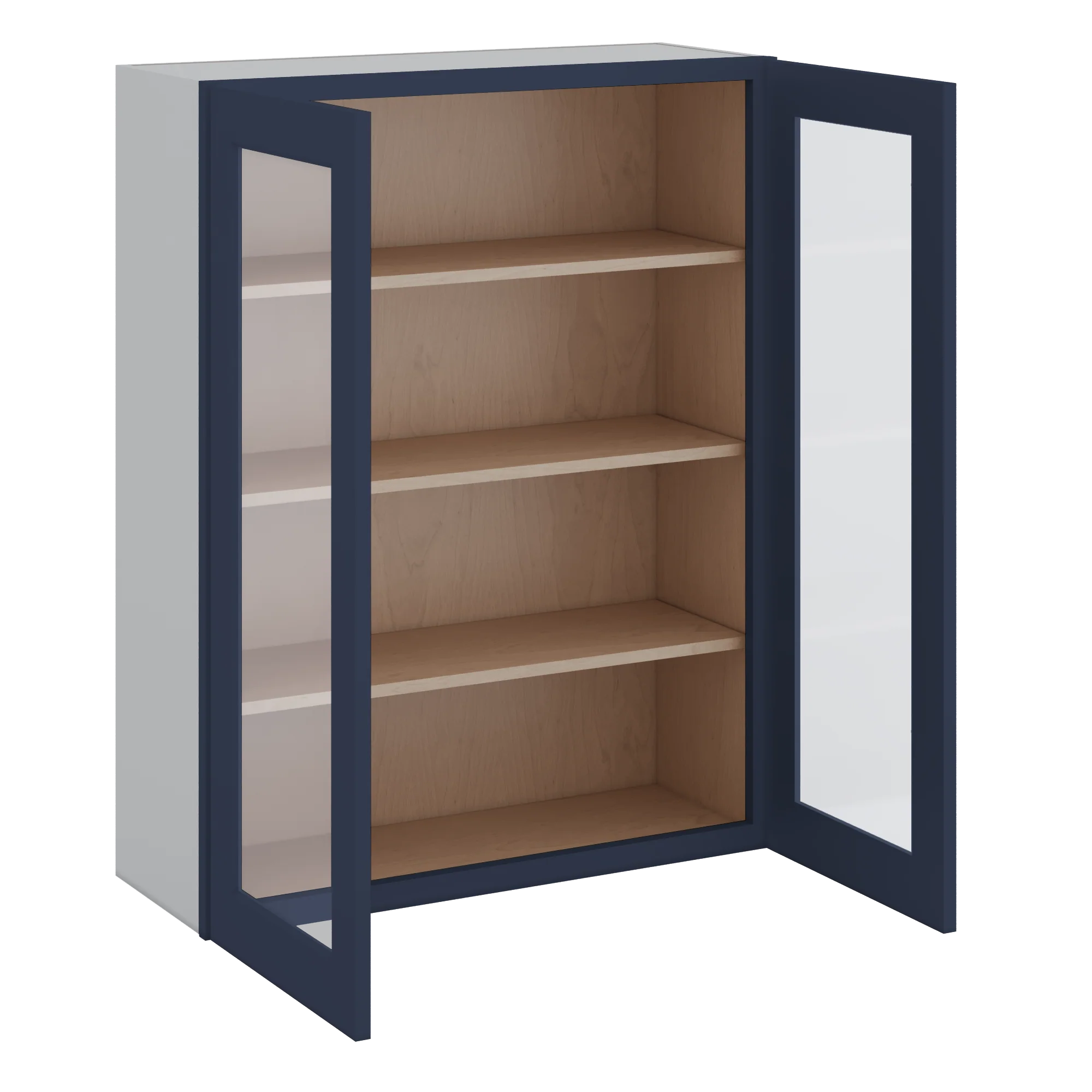 42" Tall NB29 Naval Blue Shaker 1-1/4" Overlay Glass Ready Wall Cabinet - Double Door 24", 27", 30", 33", 36" - Image 8