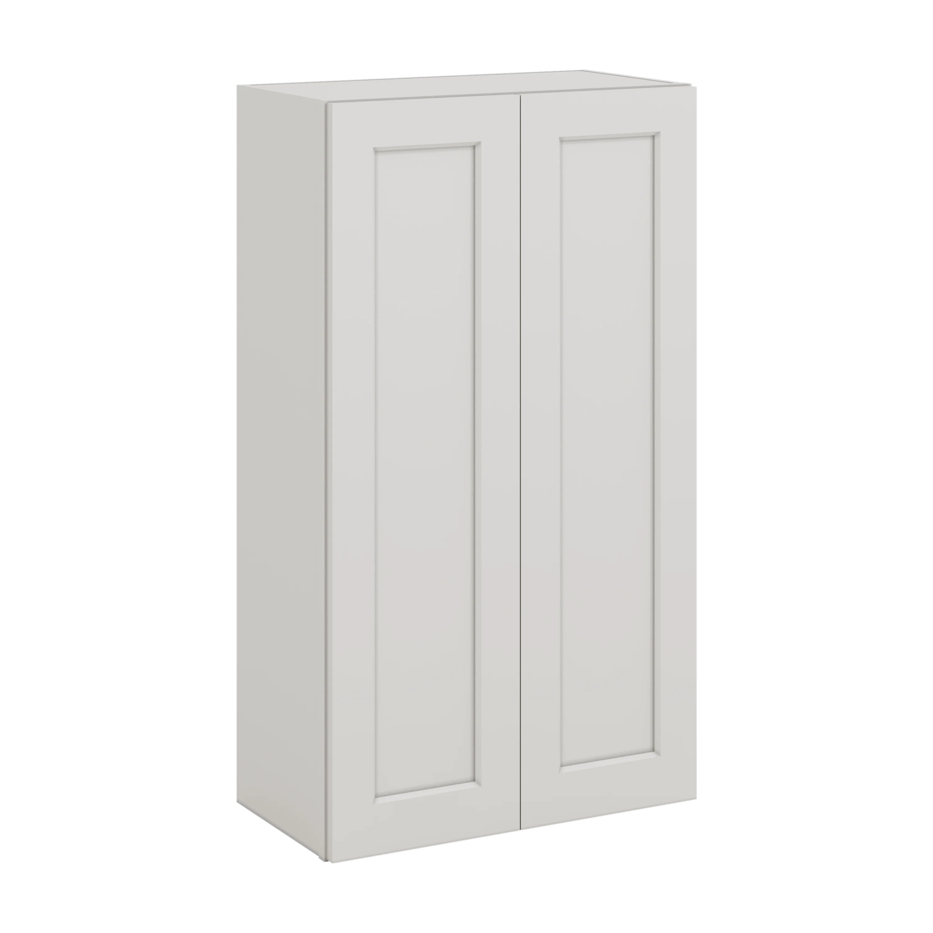 42" Tall 2WS White Shaker 1-1/4" Overlay Wall Cabinet - Double Door 24", 27", 30", 33", 36"