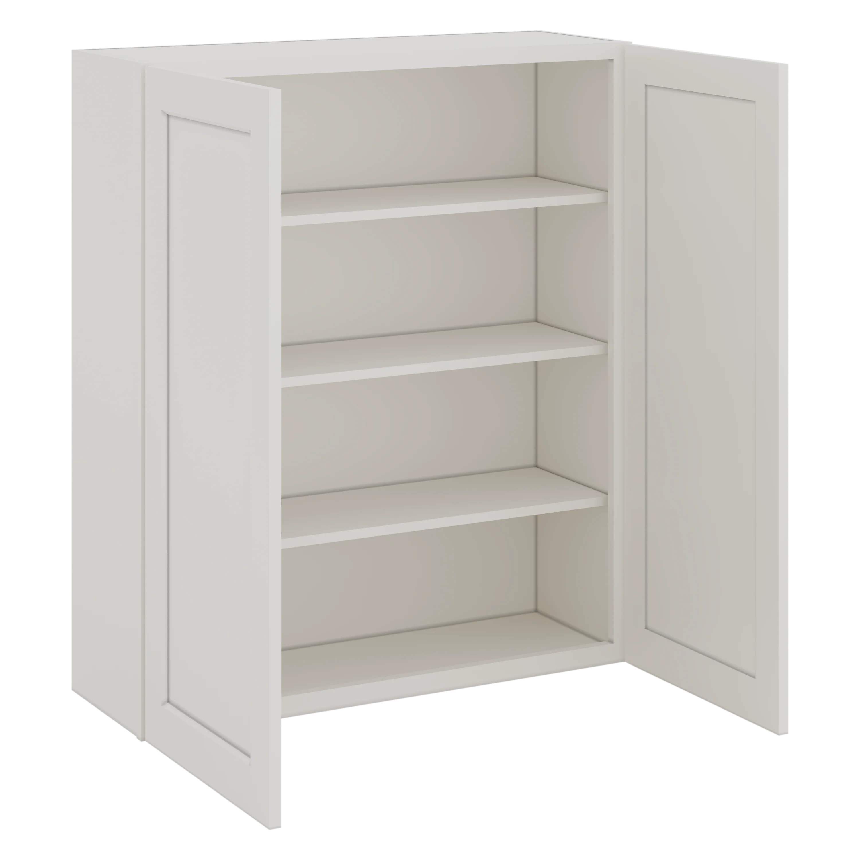 42" Tall 2WS White Shaker 1-1/4" Overlay Wall Cabinet - Double Door 24", 27", 30", 33", 36" - Image 10