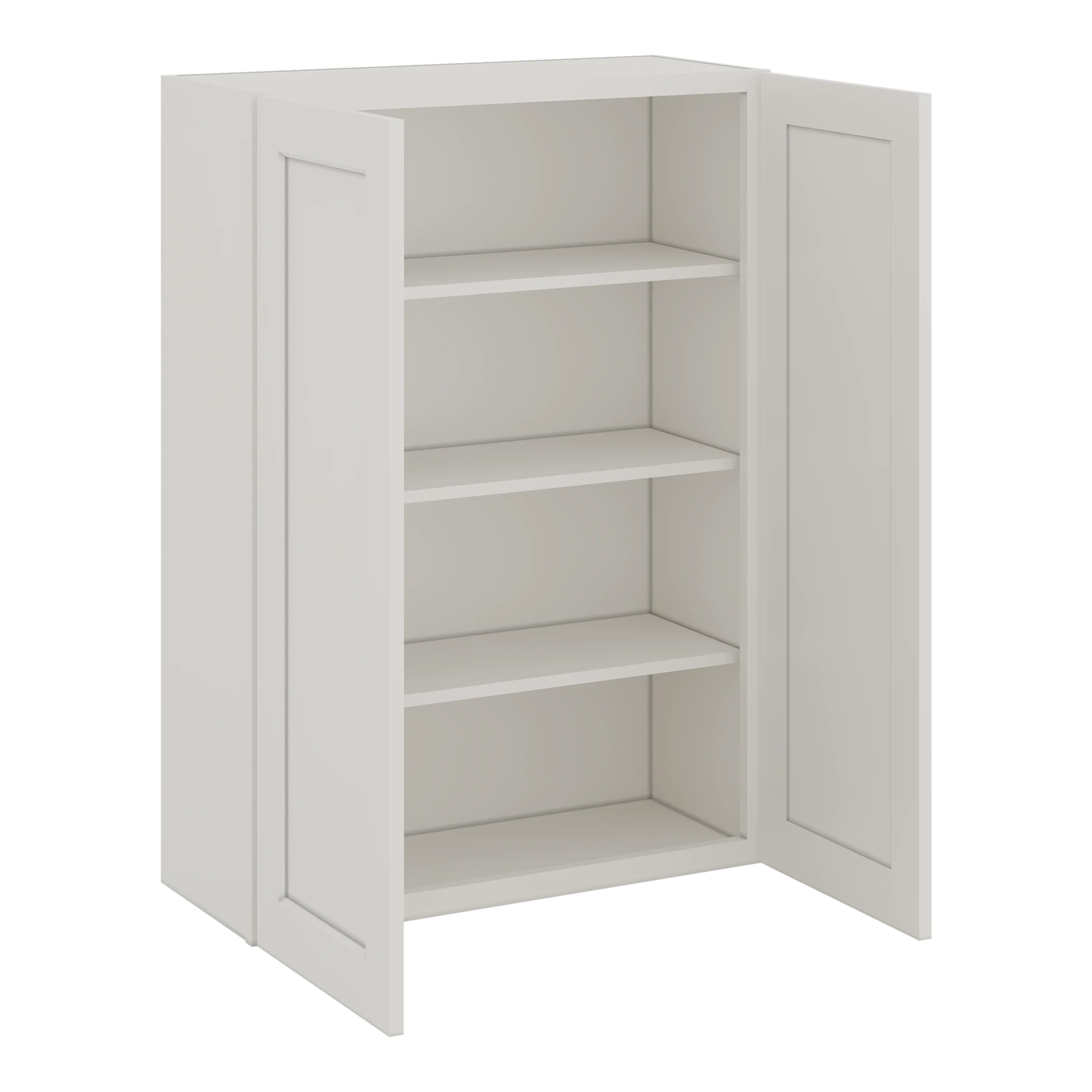 42" Tall 2WS White Shaker 1-1/4" Overlay Wall Cabinet - Double Door 24", 27", 30", 33", 36" - Image 6