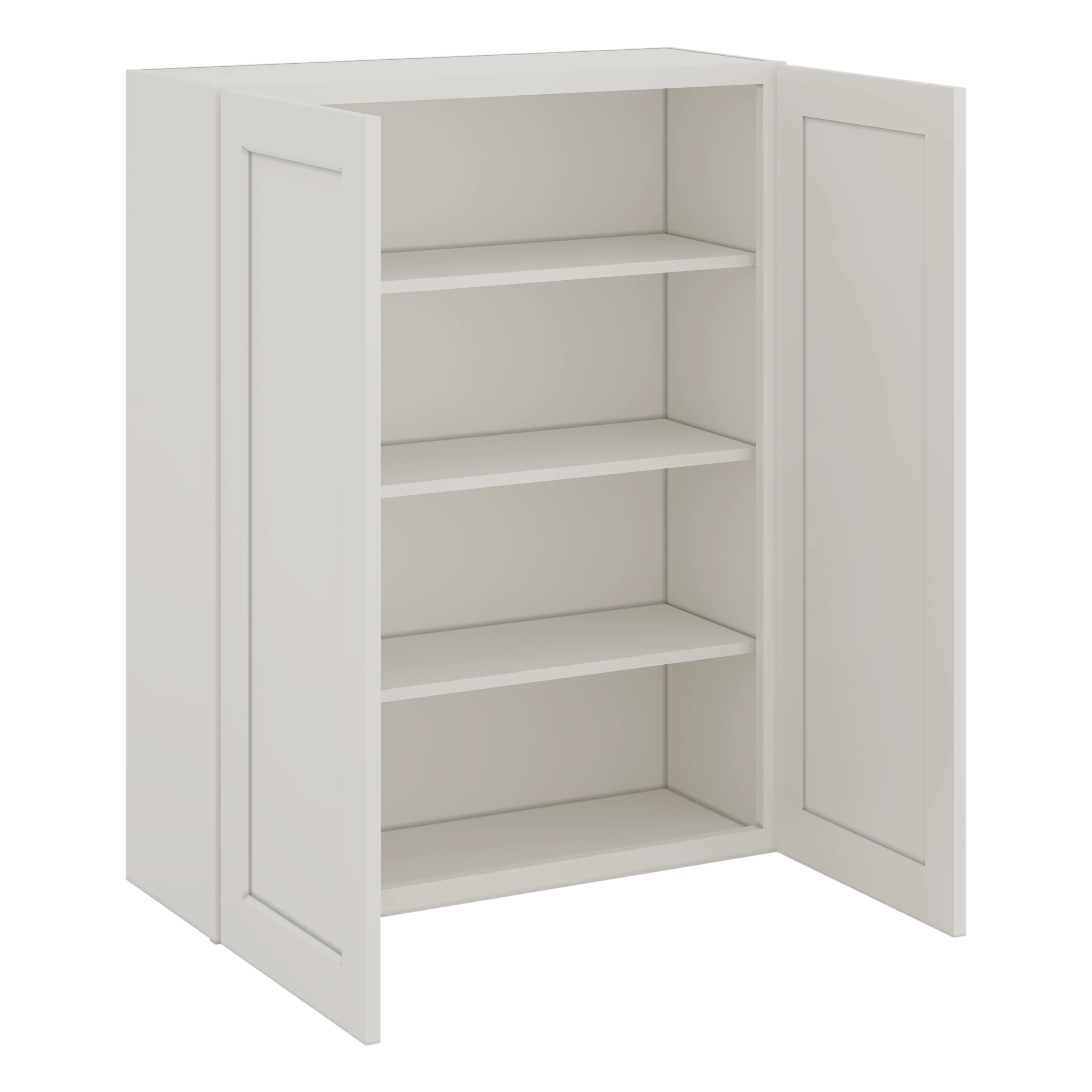 42" Tall 2WS White Shaker 1-1/4" Overlay Wall Cabinet - Double Door 24", 27", 30", 33", 36" - Image 8
