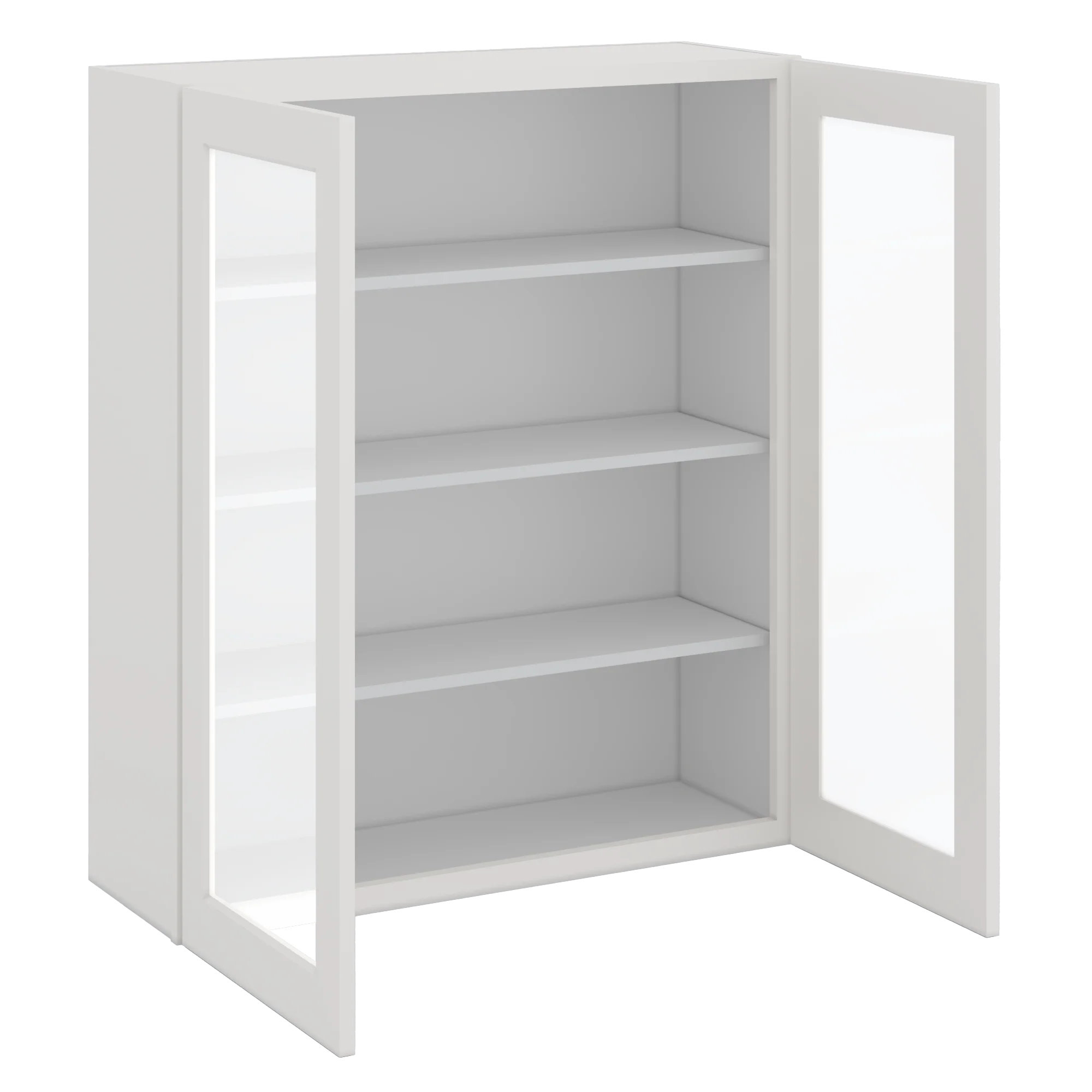 42" Tall 2WS White Shaker 1-1/4" Overlay Glass Ready Wall Cabinet - Double Door 24", 27", 30", 33", 36" - Image 10