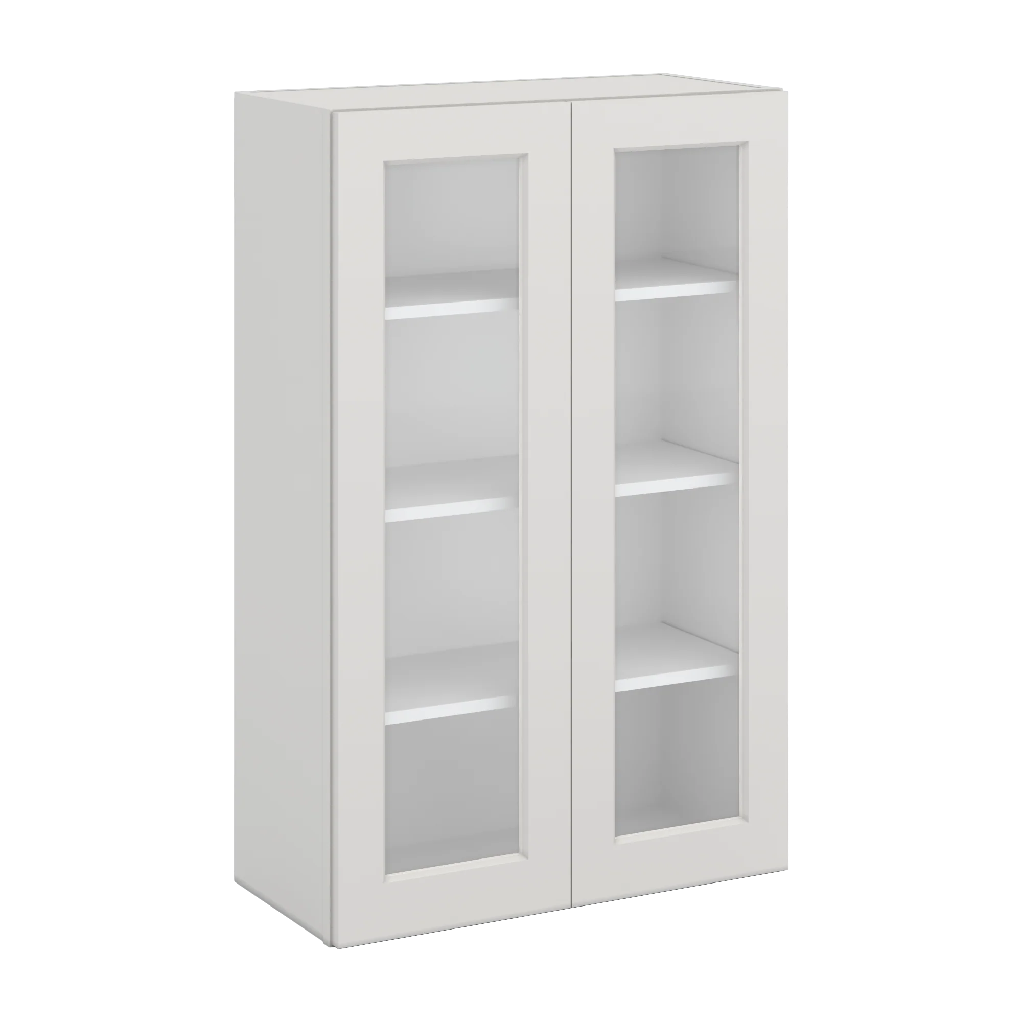 42" Tall 2WS White Shaker 1-1/4" Overlay Glass Ready Wall Cabinet - Double Door 24", 27", 30", 33", 36" - Image 3