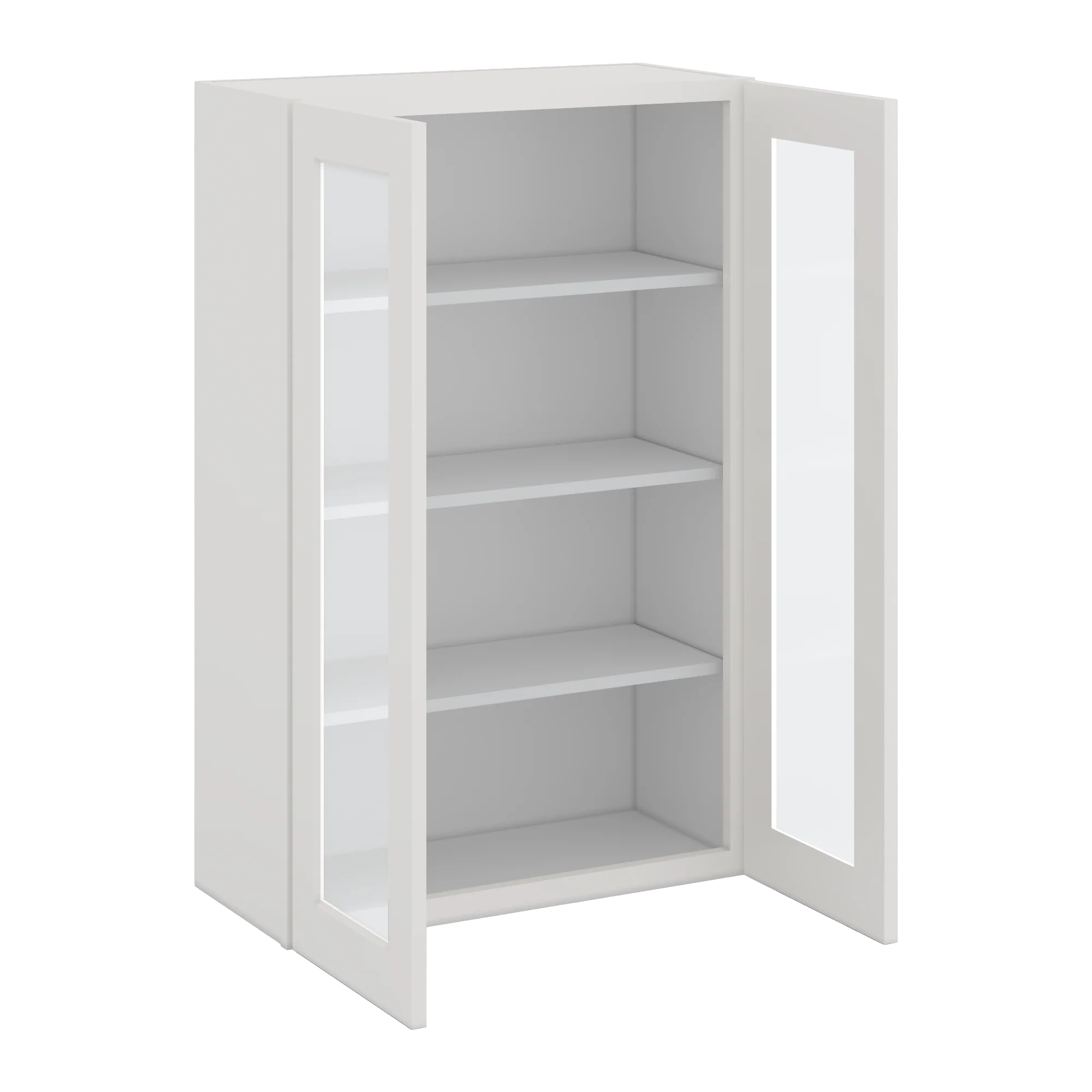 42" Tall 2WS White Shaker 1-1/4" Overlay Glass Ready Wall Cabinet - Double Door 24", 27", 30", 33", 36" - Image 4