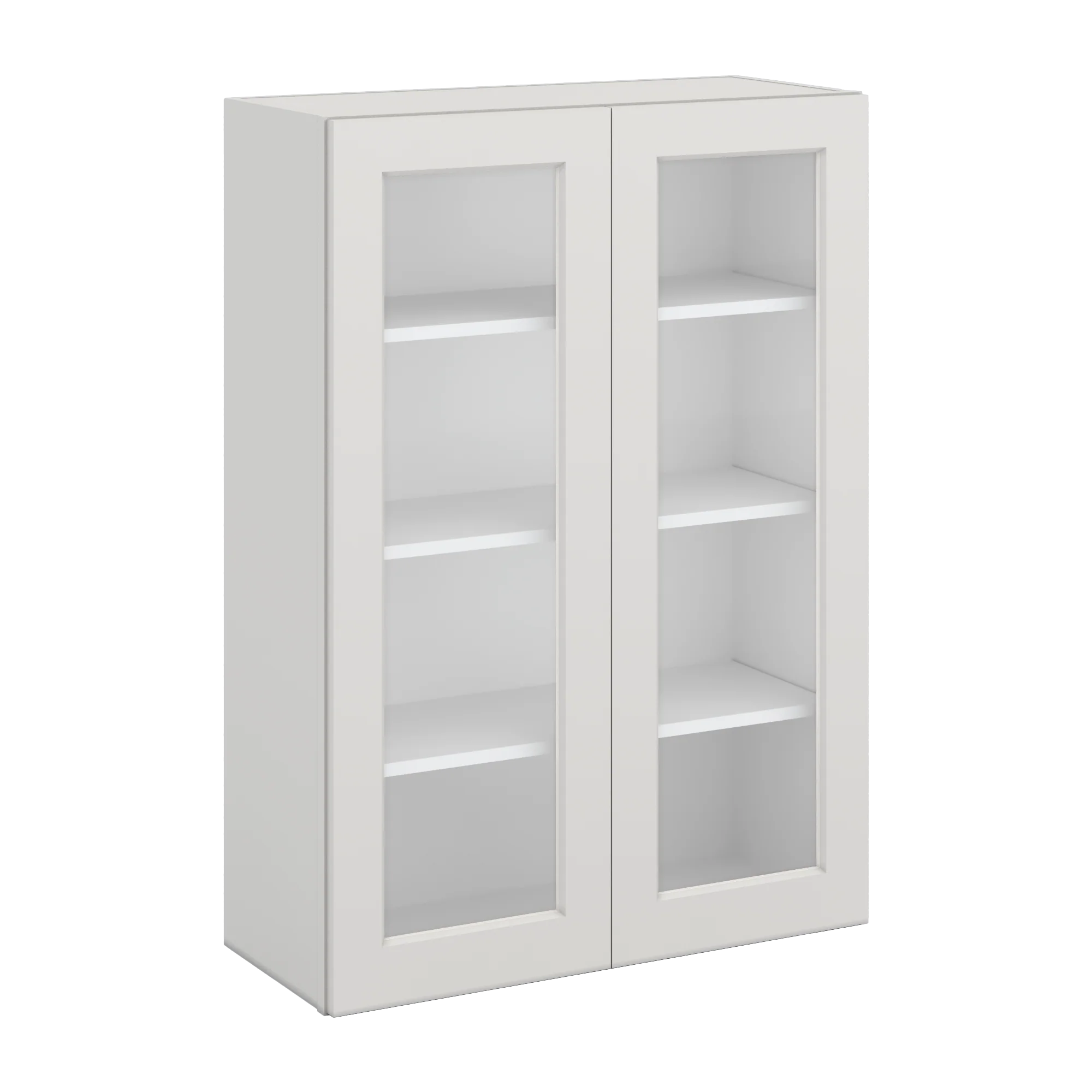42" Tall 2WS White Shaker 1-1/4" Overlay Glass Ready Wall Cabinet - Double Door 24", 27", 30", 33", 36" - Image 5