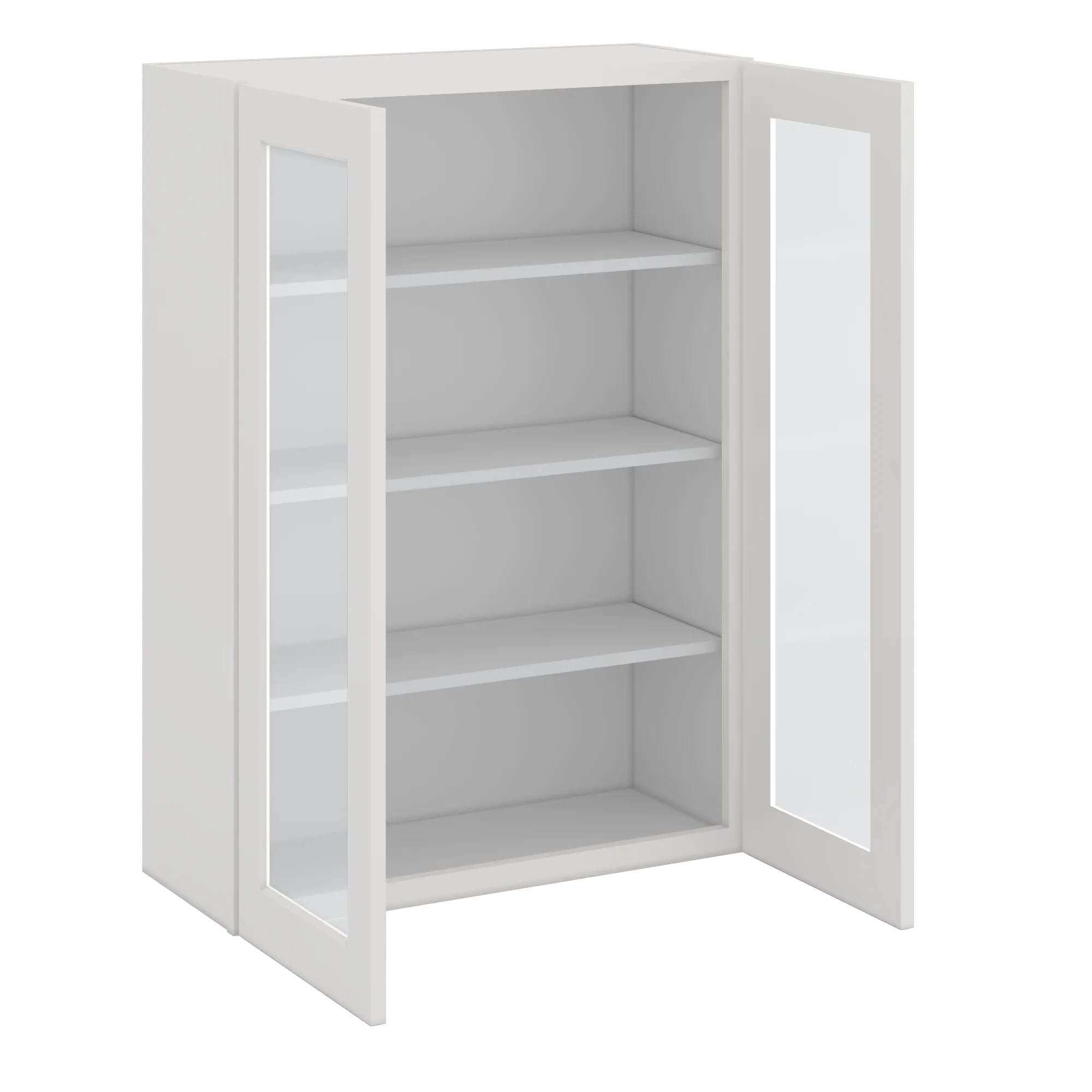42" Tall 2WS White Shaker 1-1/4" Overlay Glass Ready Wall Cabinet - Double Door 24", 27", 30", 33", 36" - Image 6