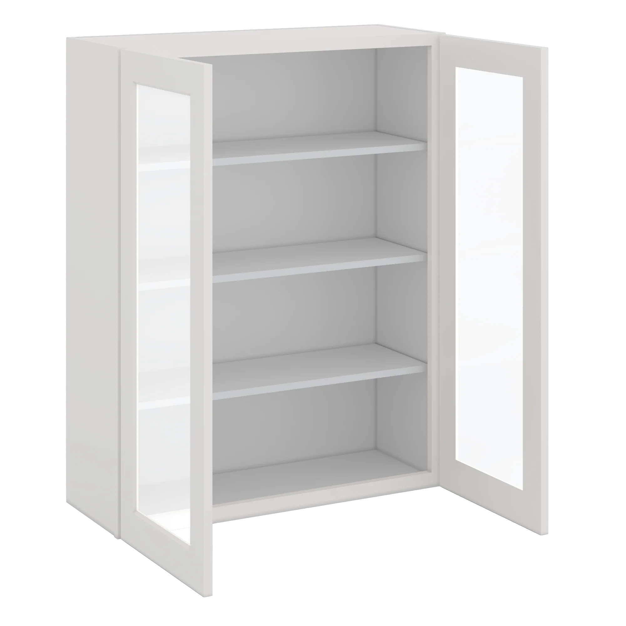 42" Tall 2WS White Shaker 1-1/4" Overlay Glass Ready Wall Cabinet - Double Door 24", 27", 30", 33", 36" - Image 8