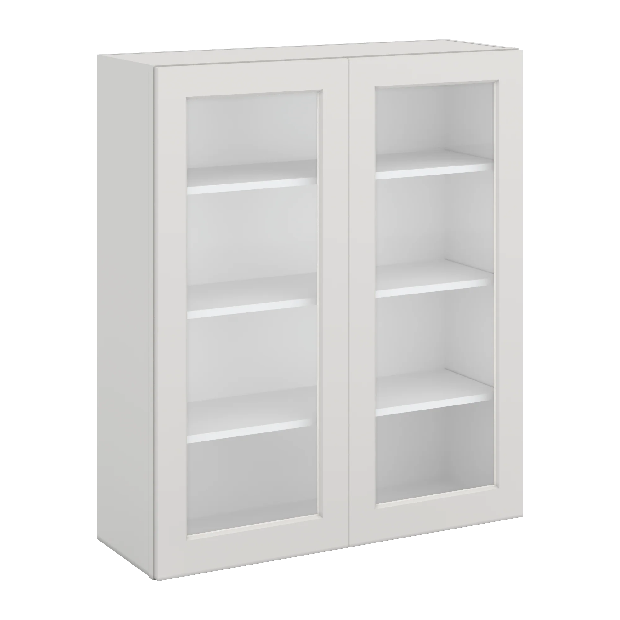 42" Tall 2WS White Shaker 1-1/4" Overlay Glass Ready Wall Cabinet - Double Door 24", 27", 30", 33", 36" - Image 9