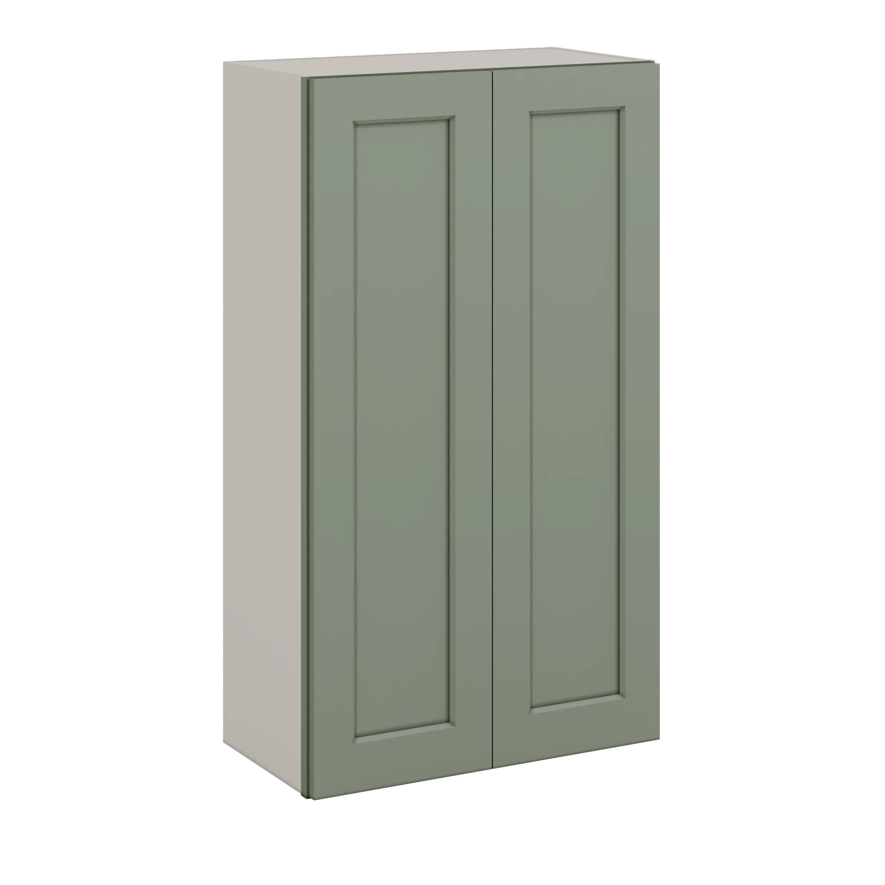 42" Tall Double Door 24", 27", 30", 33", 36" Sage Green Shaker 1-1/4" Overlay Wall Cabinet -