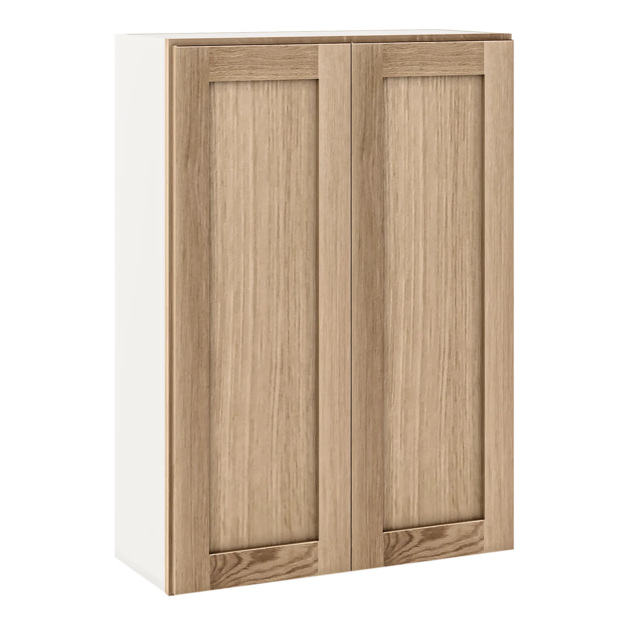 42" Tall Natural Color 17ROS - Redondo White Oak Shaker 1-1/4" Overlay Wall Cabinet - Double Door 24", 27", 30", 33", 36" - Image 5