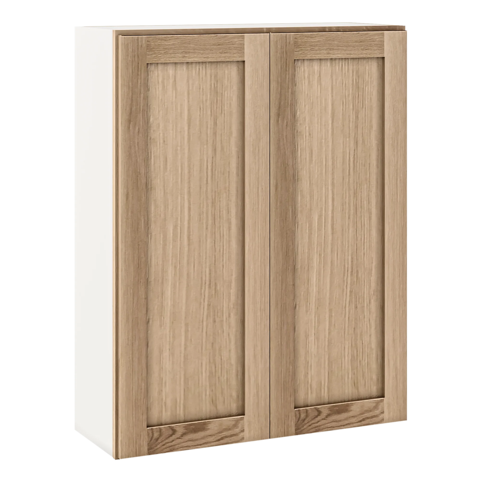 42" Tall Natural Color 17ROS - Redondo White Oak Shaker 1-1/4" Overlay Wall Cabinet - Double Door 24", 27", 30", 33", 36" - Image 7