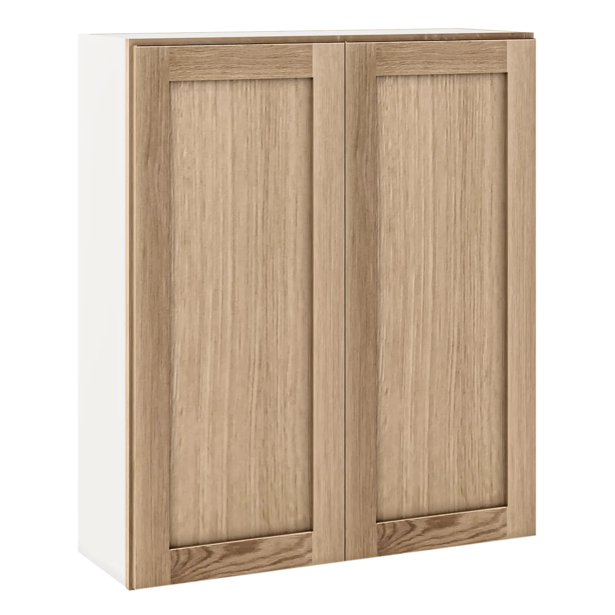 42" Tall Natural Color 17ROS - Redondo White Oak Shaker 1-1/4" Overlay Wall Cabinet - Double Door 24", 27", 30", 33", 36" - Image 9