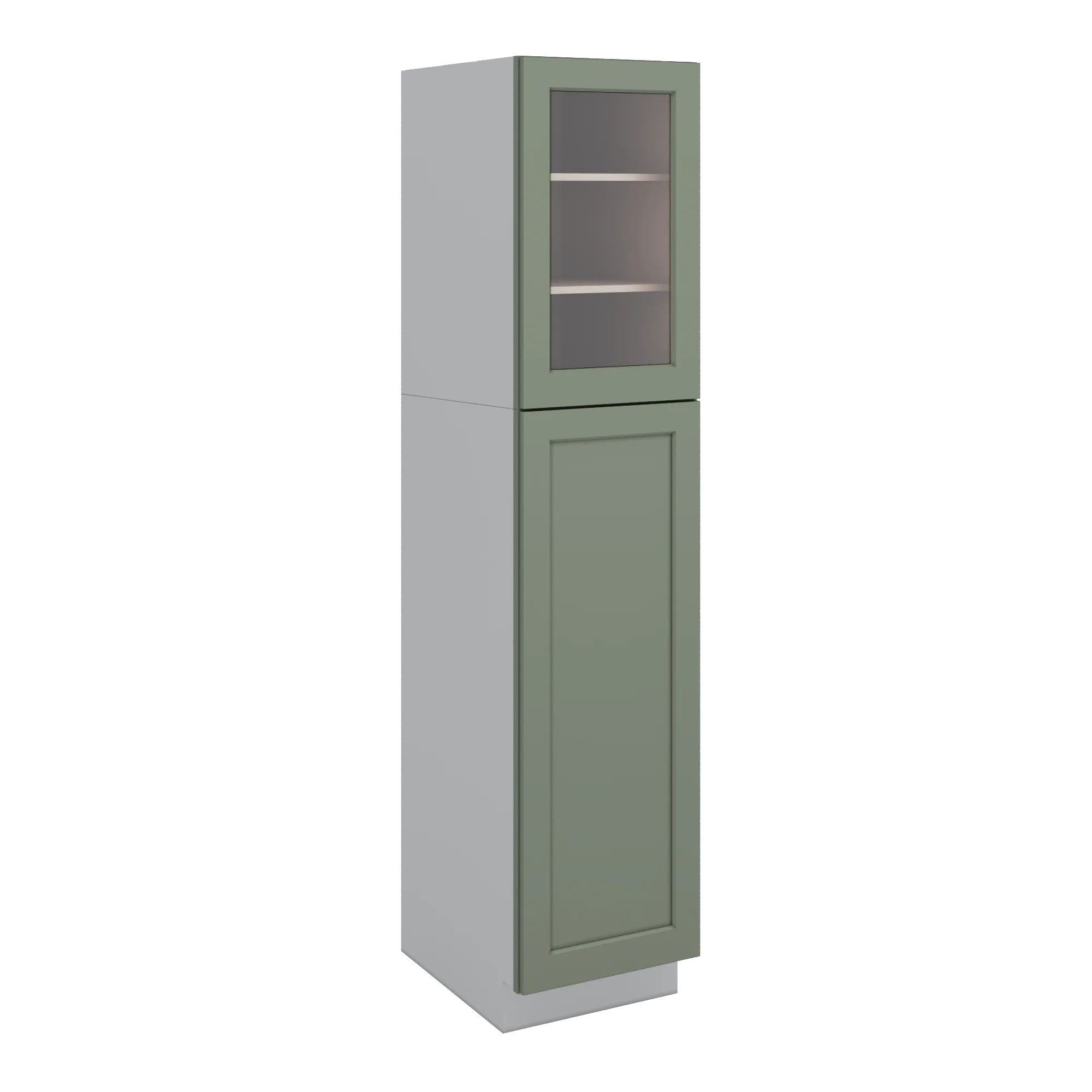 84" Tall Pantry 14SG Sage Green Shaker 1-1/4" Overlay Glass Ready Wall Cabinet Available 18", 24", 30" & 36" Wide