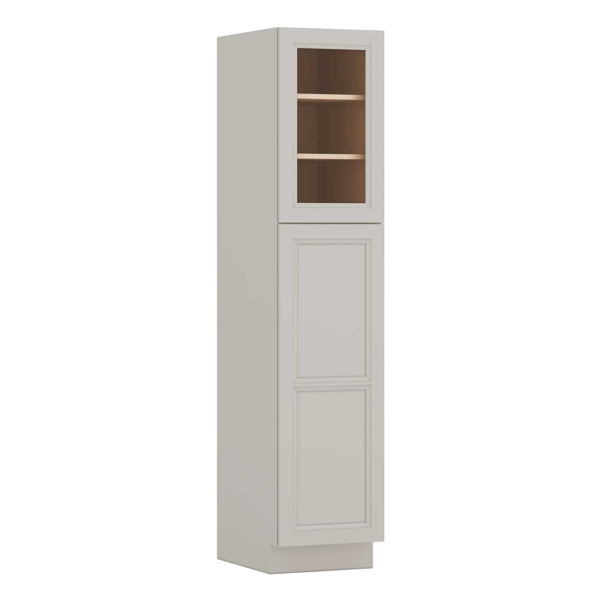 84" Tall Pantry 27LGDS Laguna Gray Double Shaker Glass Ready Cabinet Available 18", 24", 30" & 36" Wide