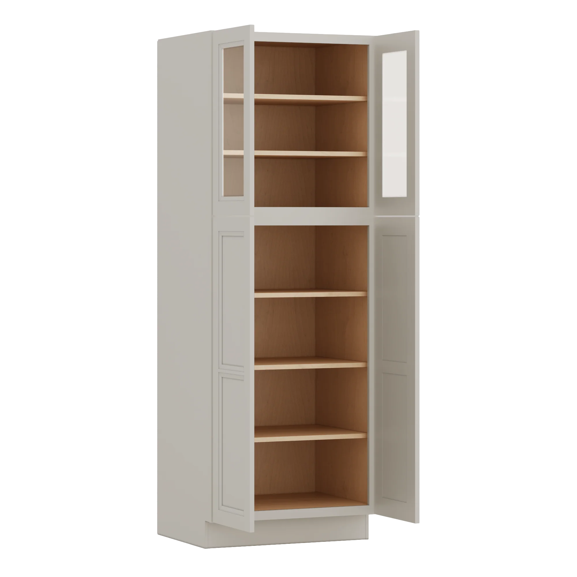 84" Tall Pantry 27LGDS Laguna Gray Double Shaker Glass Ready Cabinet Available 18", 24", 30" & 36" Wide - Image 6