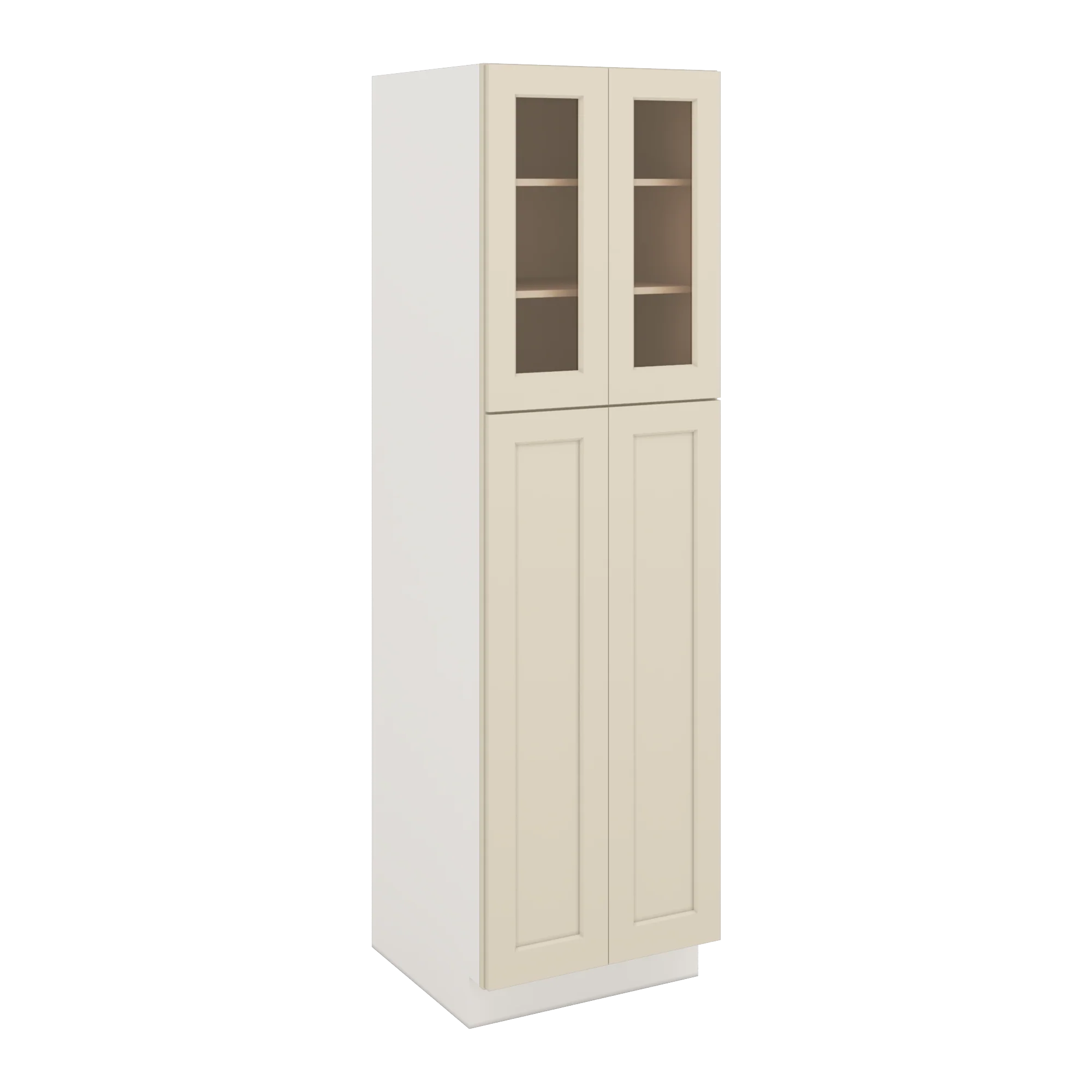 84" Tall Pantry Manhattan Cream Shaker 1-1/4" Overlay Glass Ready Wall Cabinet Available 18", 24", 30"  & 36" Wide - Image 3