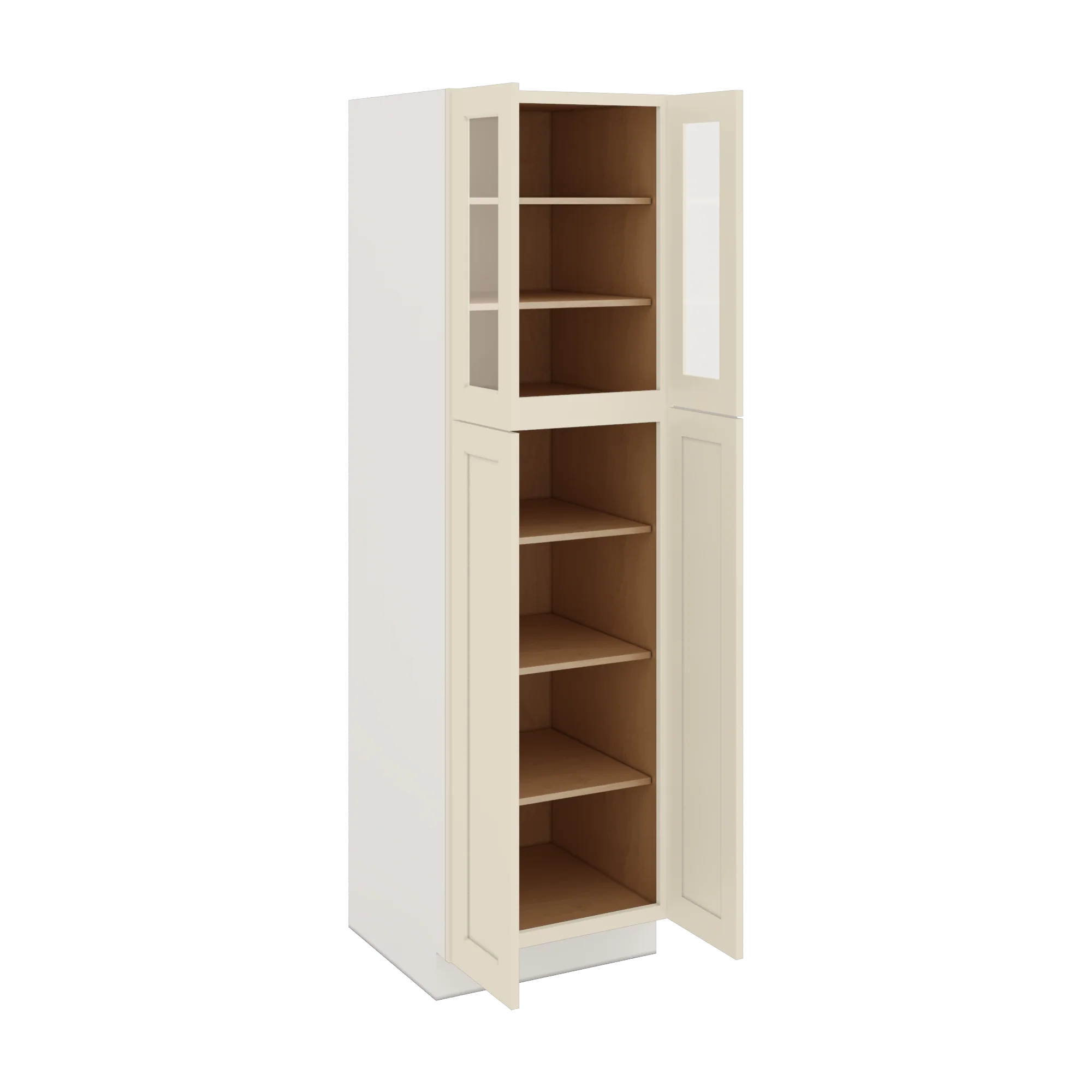 84" Tall Pantry Manhattan Cream Shaker 1-1/4" Overlay Glass Ready Wall Cabinet Available 18", 24", 30"  & 36" Wide - Image 4