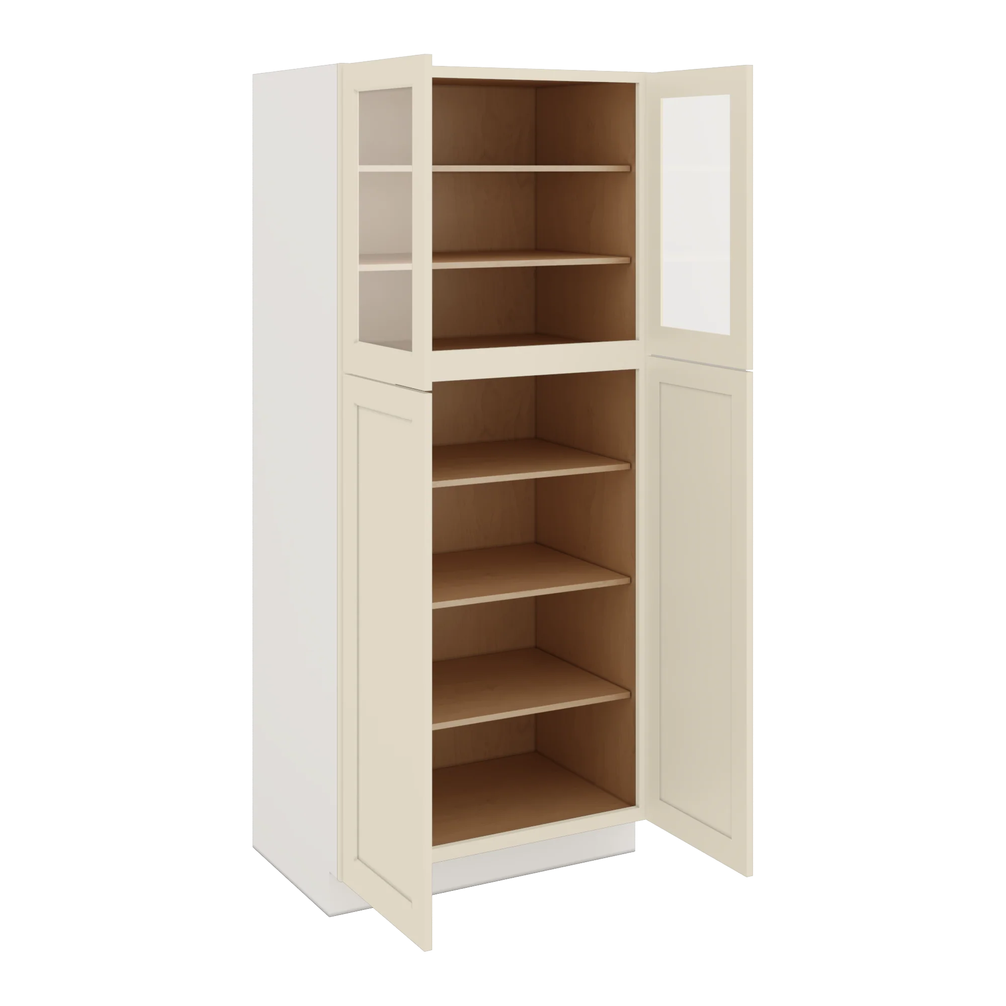 84" Tall Pantry Manhattan Cream Shaker 1-1/4" Overlay Glass Ready Wall Cabinet Available 18", 24", 30"  & 36" Wide - Image 8