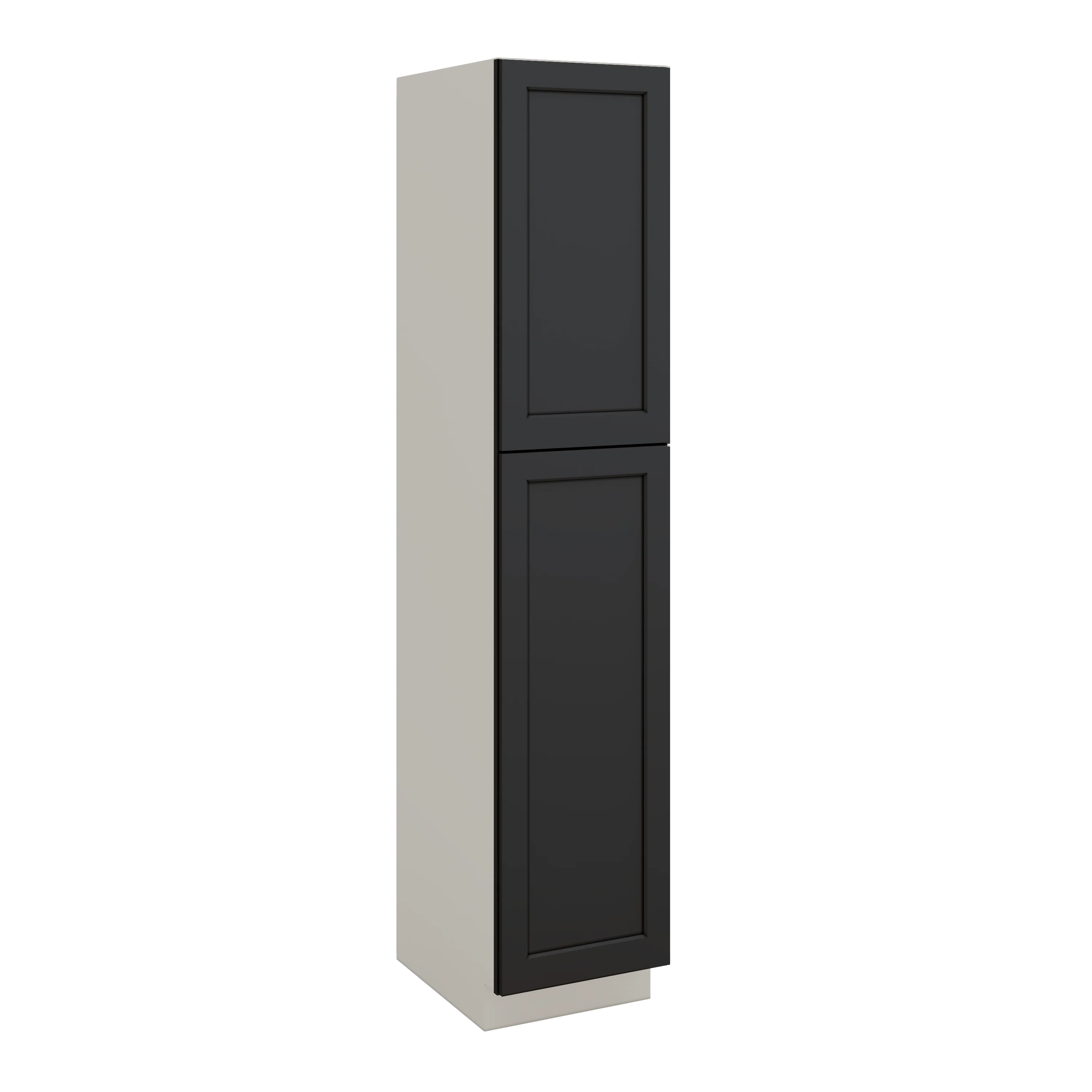 90" Tall Pantry 15HNS Hermosa Noir Black Shaker 1-1/4" Overlay Cabinet 18", 24" & 30" Wide