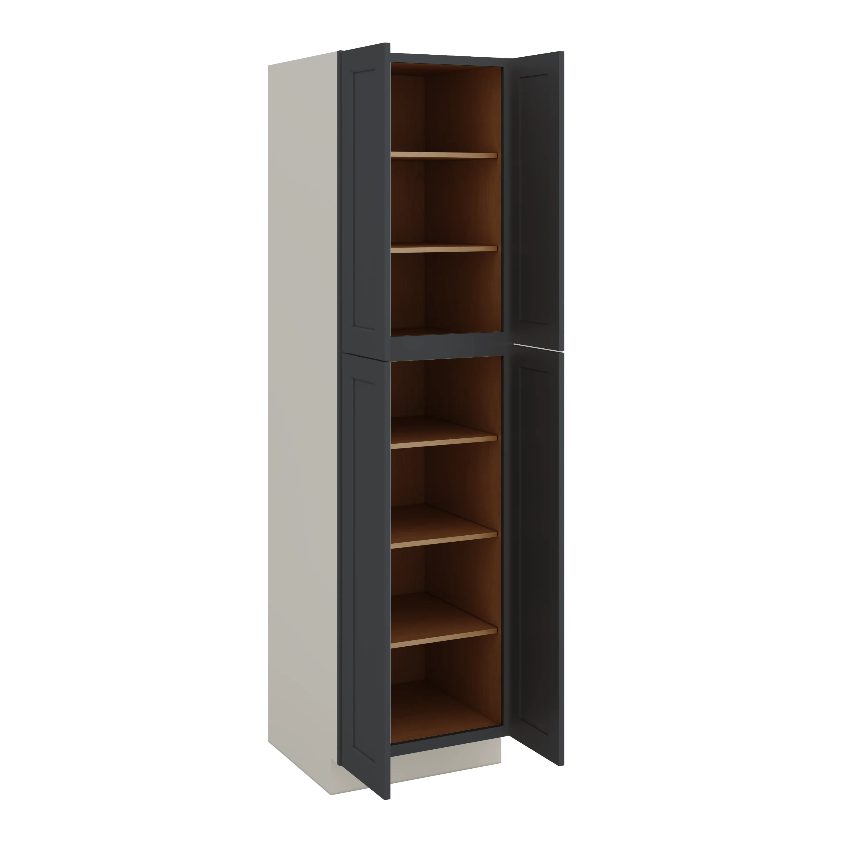 90" Tall Pantry 15HNS Hermosa Noir Black Shaker 1-1/4" Overlay Cabinet 18", 24" & 30" Wide - Image 4