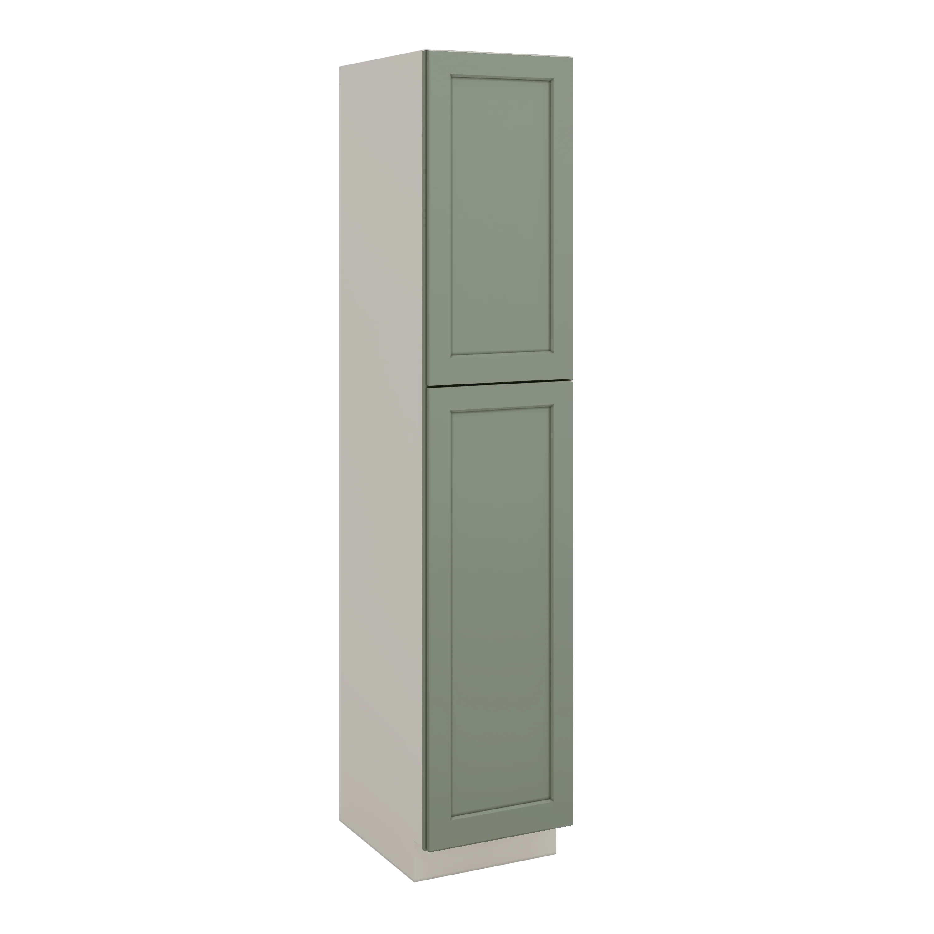90" Tall Pantry Green Shaker 1-1/4" Overlay Cabinet 18", 24" & 30" Wide