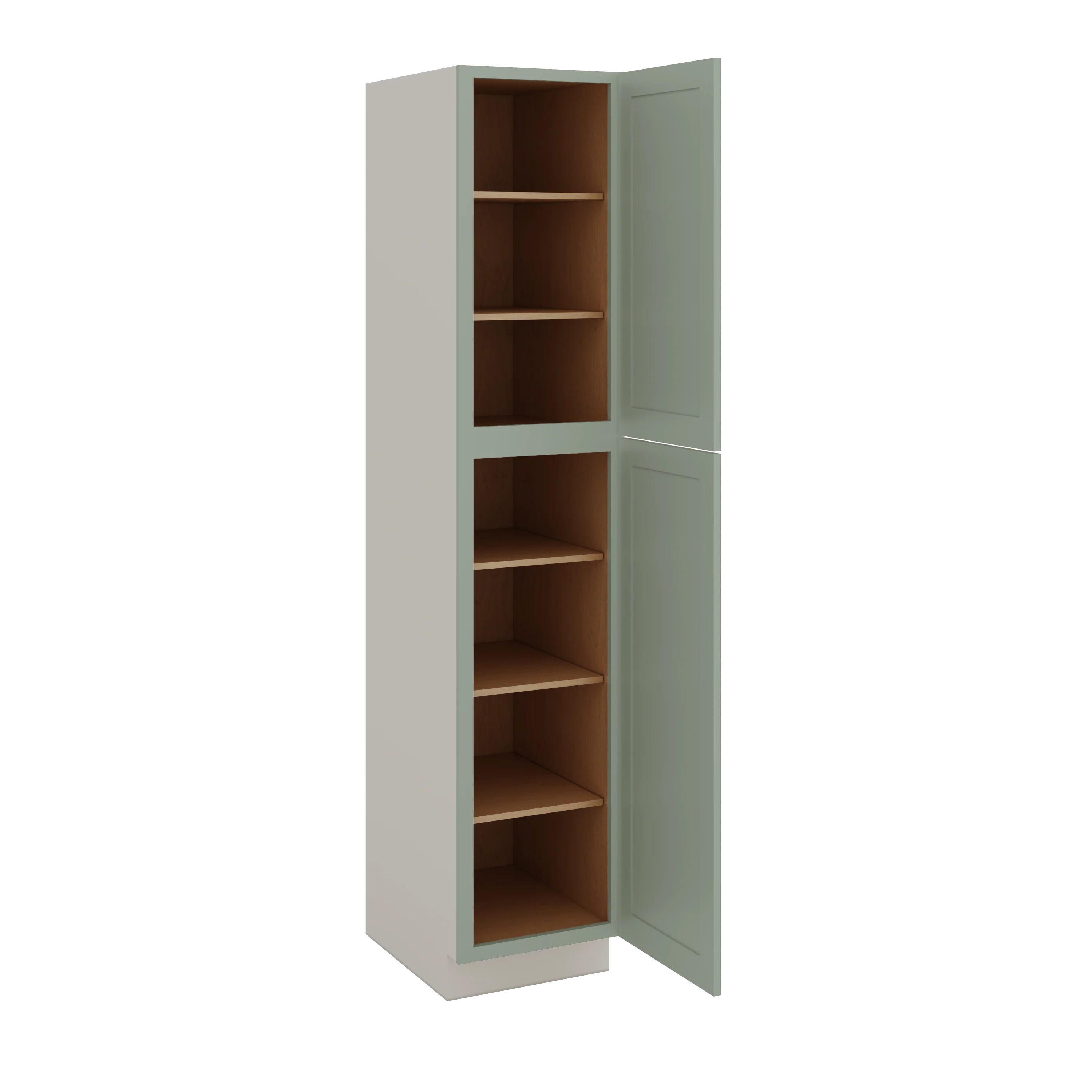 90" Tall Pantry Green Shaker 1-1/4" Overlay Cabinet 18", 24" & 30" Wide - Image 2