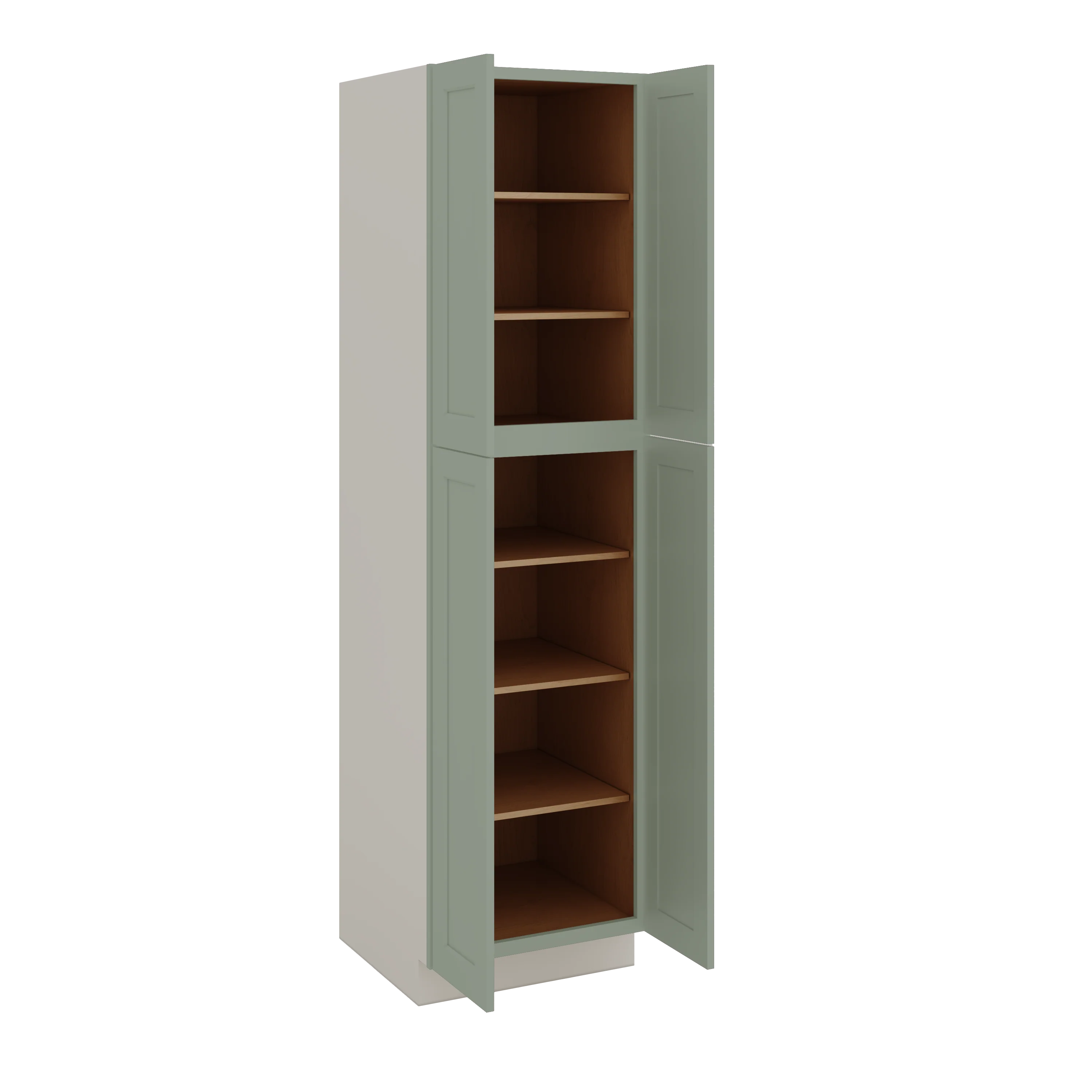90" Tall Pantry Green Shaker 1-1/4" Overlay Cabinet 18", 24" & 30" Wide - Image 4
