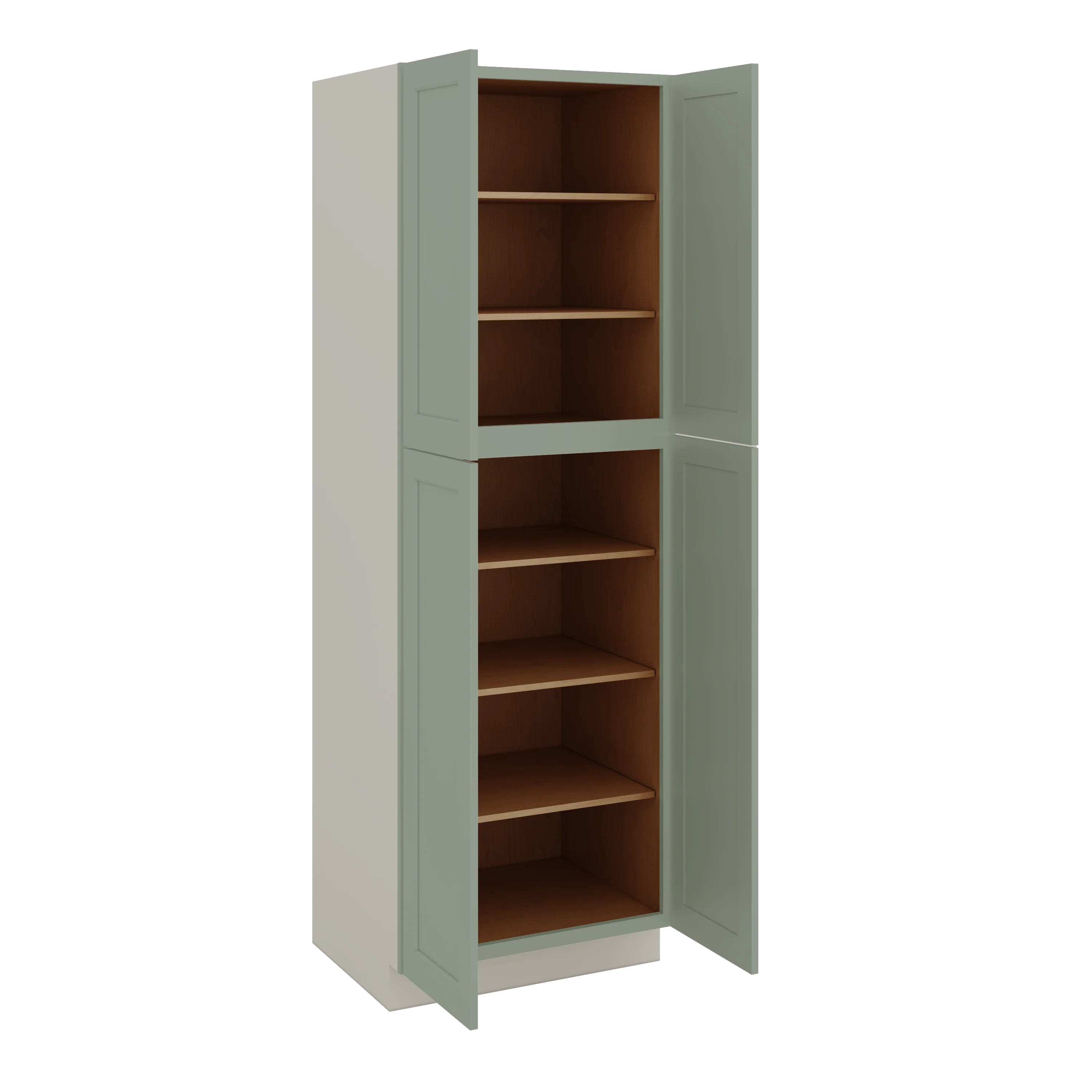 90" Tall Pantry Green Shaker 1-1/4" Overlay Cabinet 18", 24" & 30" Wide - Image 6