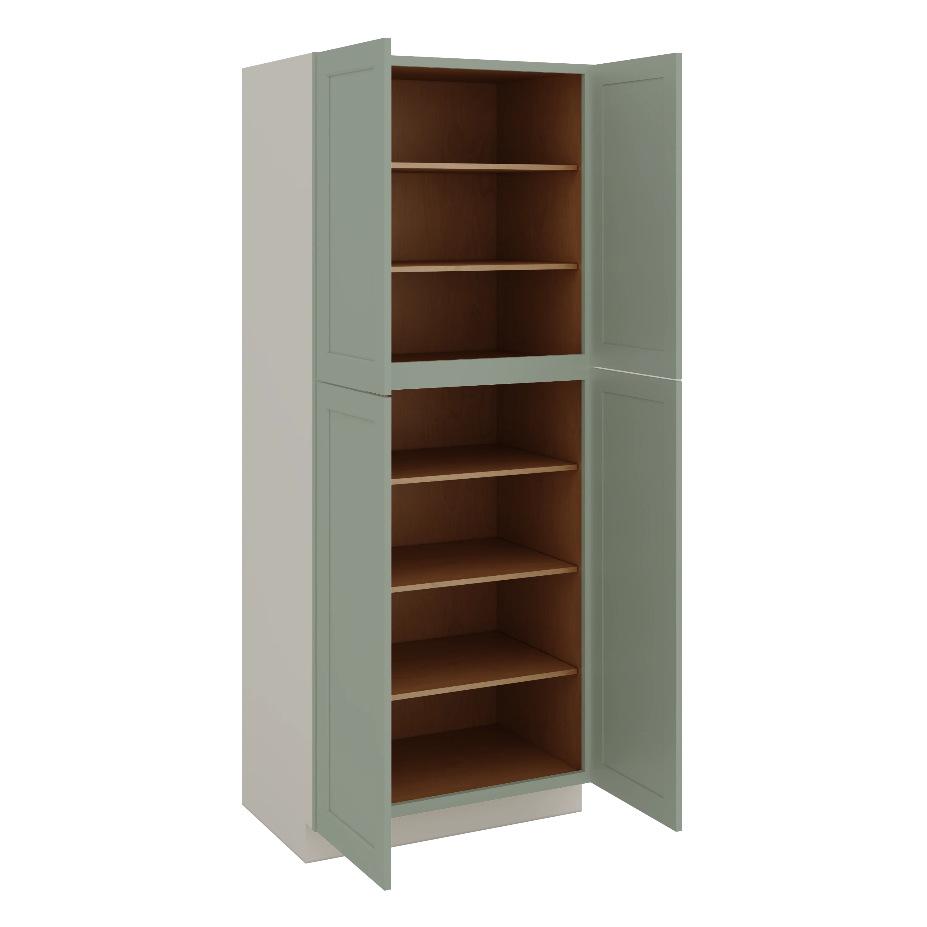 90" Tall Pantry Green Shaker 1-1/4" Overlay Cabinet 18", 24" & 30" Wide - Image 8