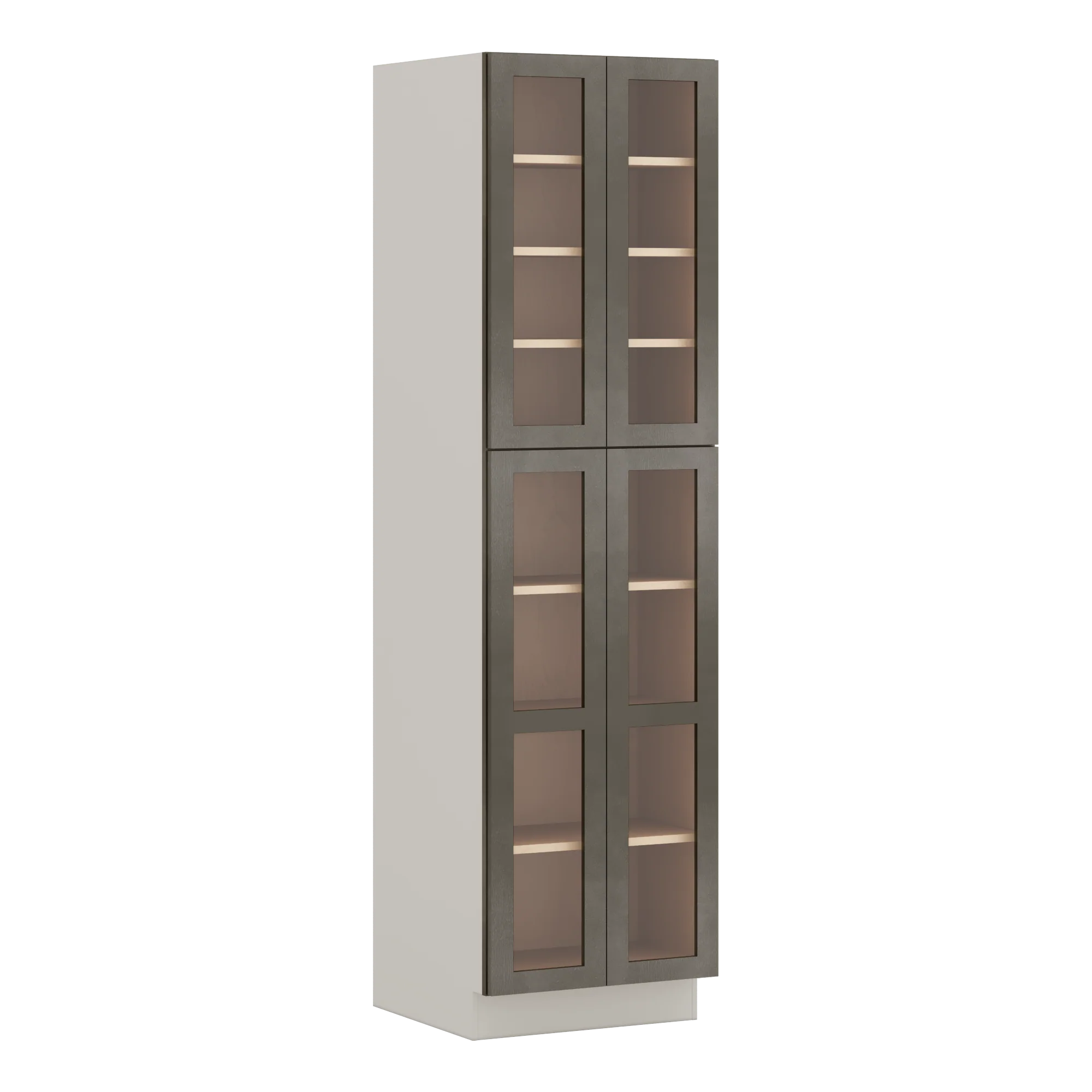 90" Tall Pantry Huntington Cinder Double Shaker Glass Ready Wall Cabinet 18", 24" & 30" Wide - Image 3